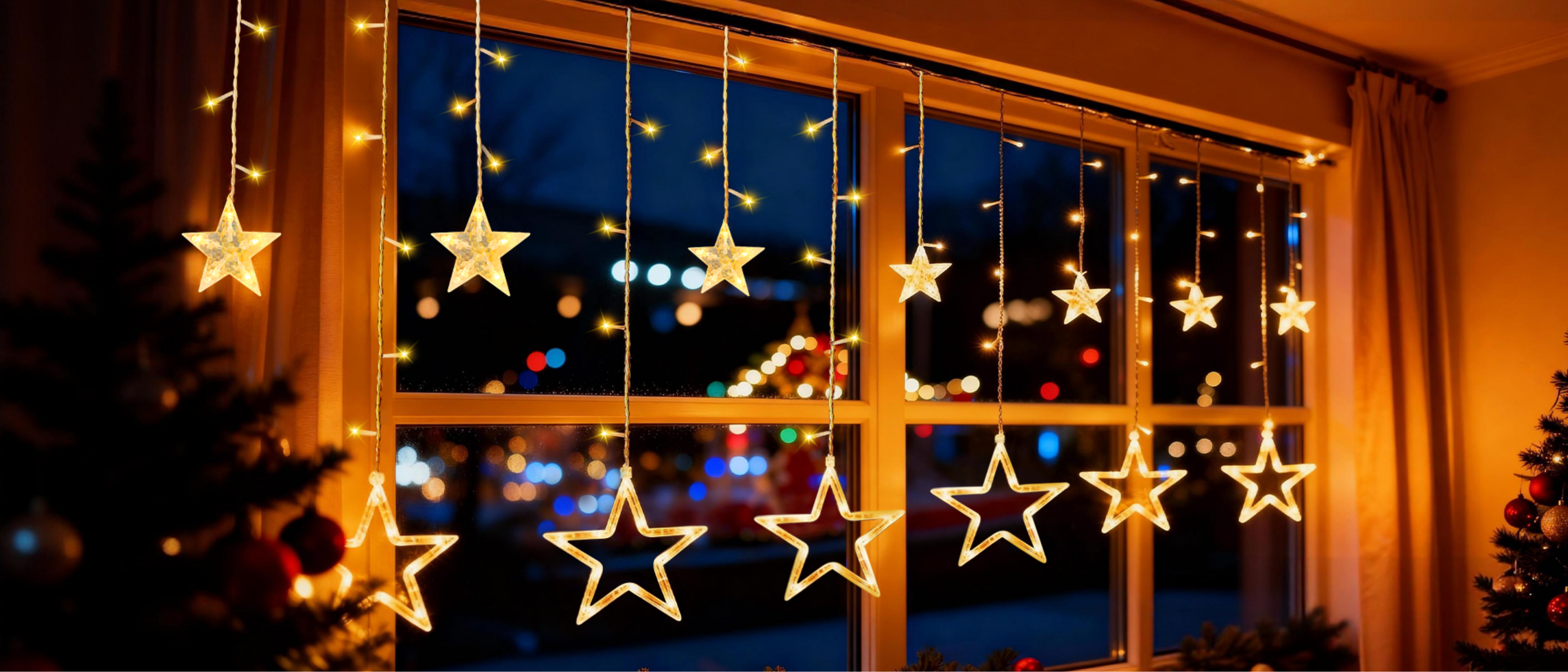 color five-pointed star，Magic Light String，