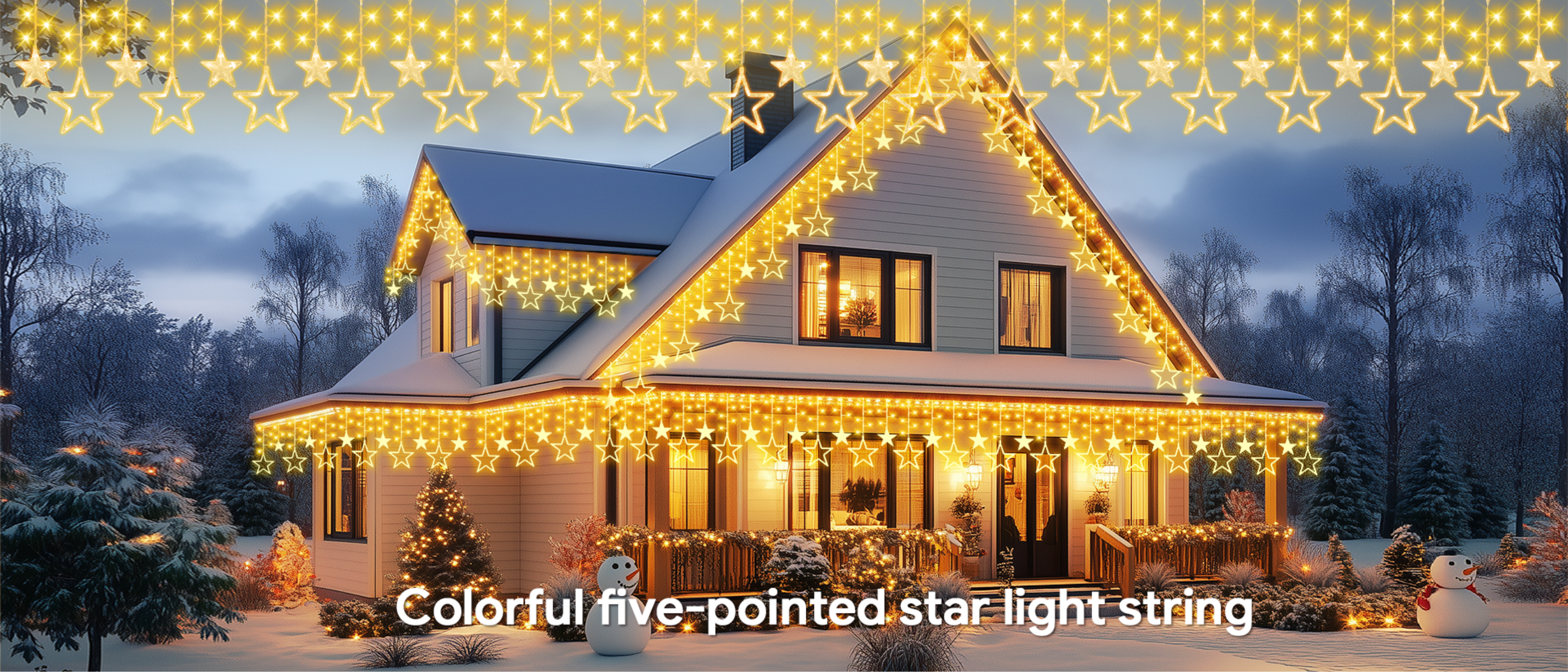 color five-pointed star，Magic Light String，