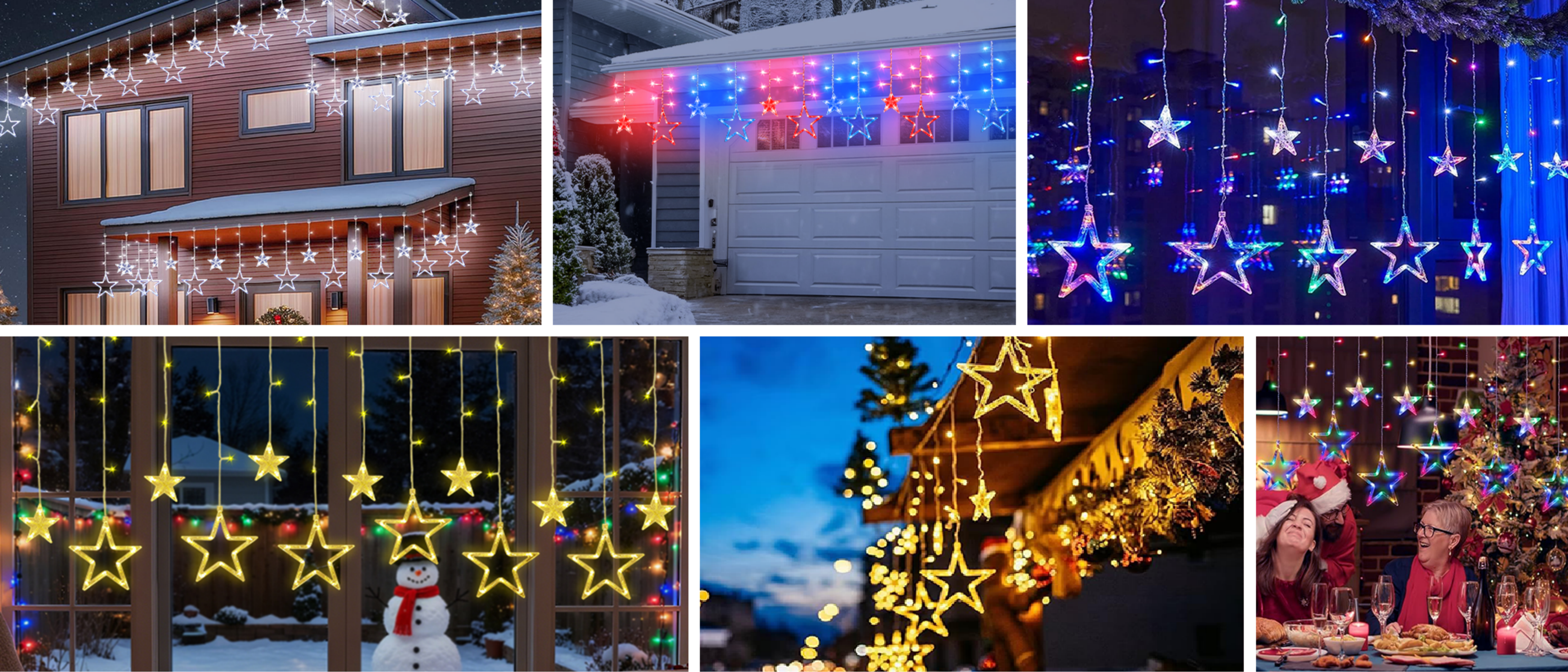 color five-pointed star，Magic Light String，