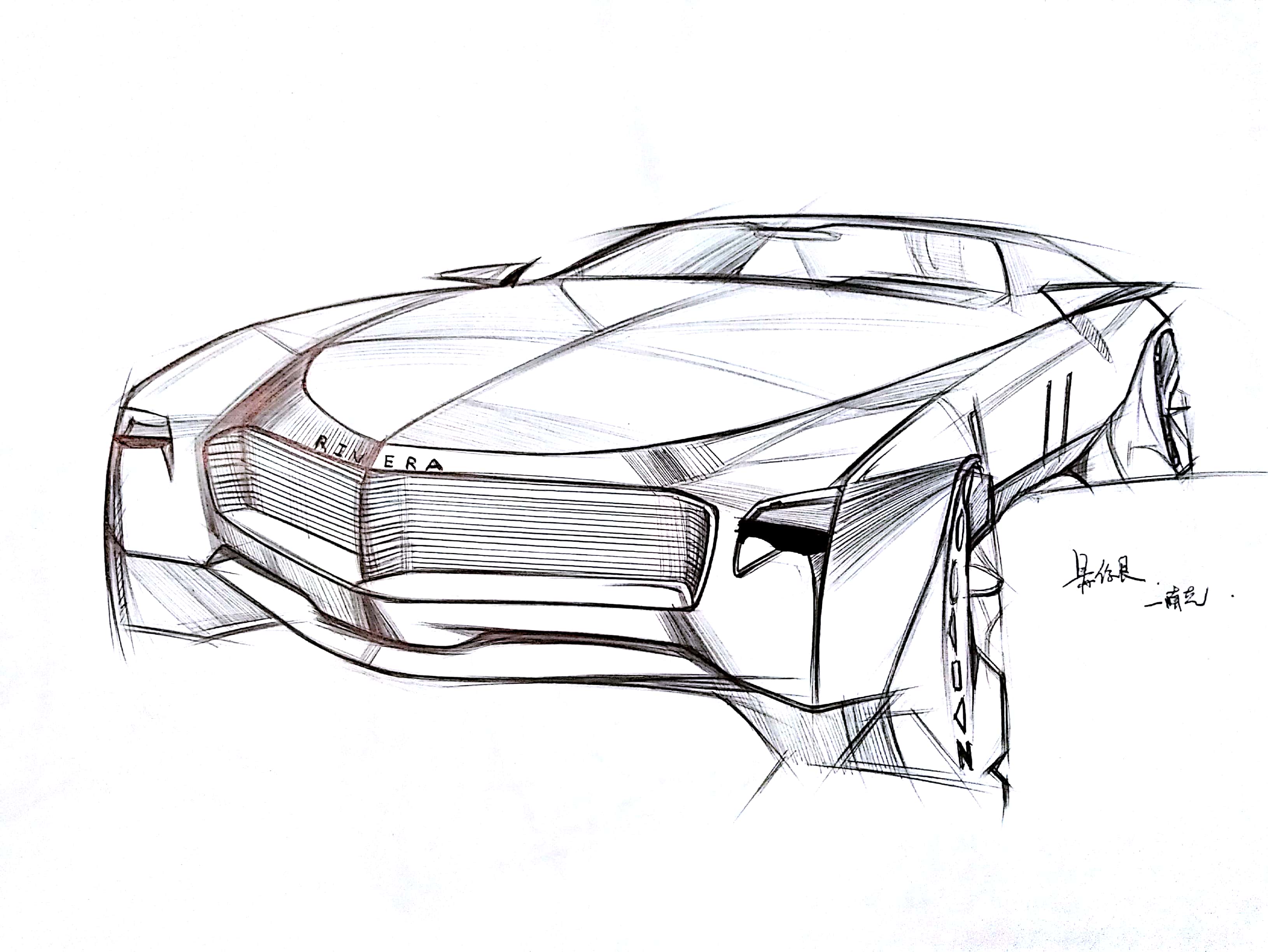 Hand drawn products，Design hand drawn，sketch，Hand drawn car，Line，marker pen，