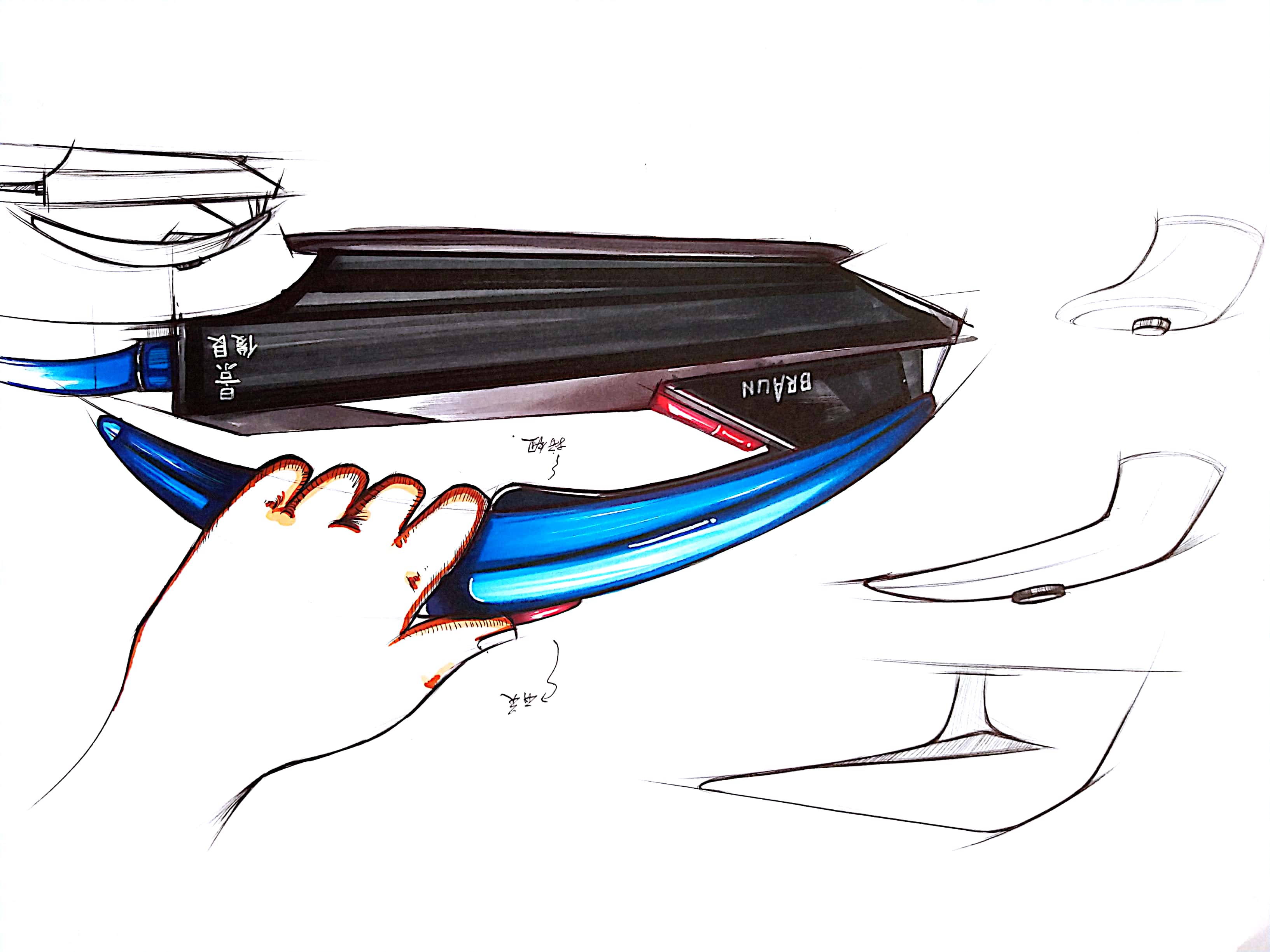 Hand drawn products，Design hand drawn，sketch，Hand drawn car，Line，marker pen，