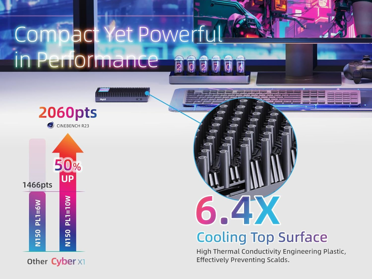 MeLe Cyber X1，Digital，computer，Fanless Mini Host，