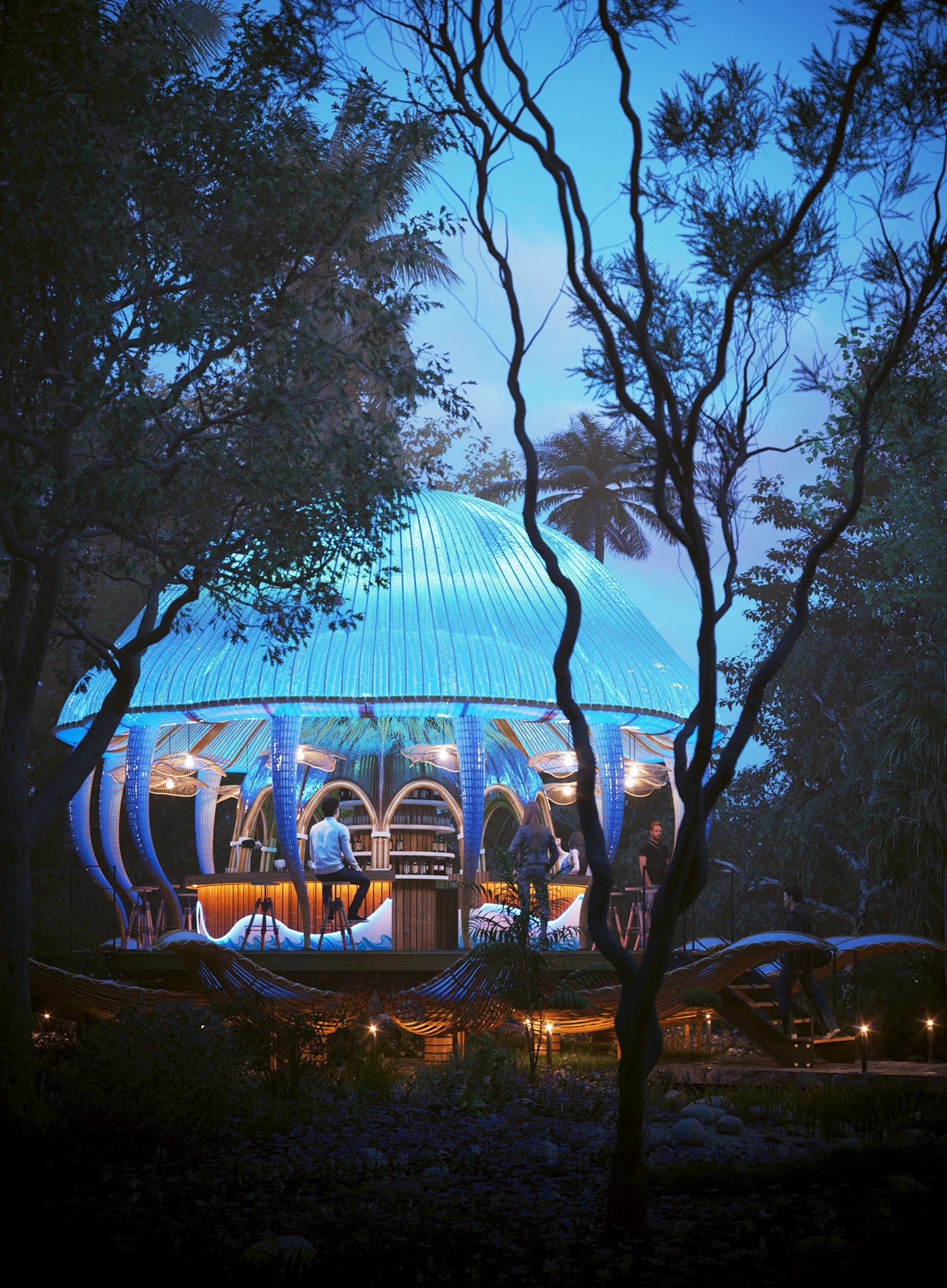 Rest place，golden moment，light emitting structure，The Concept Bar，jellyfish，