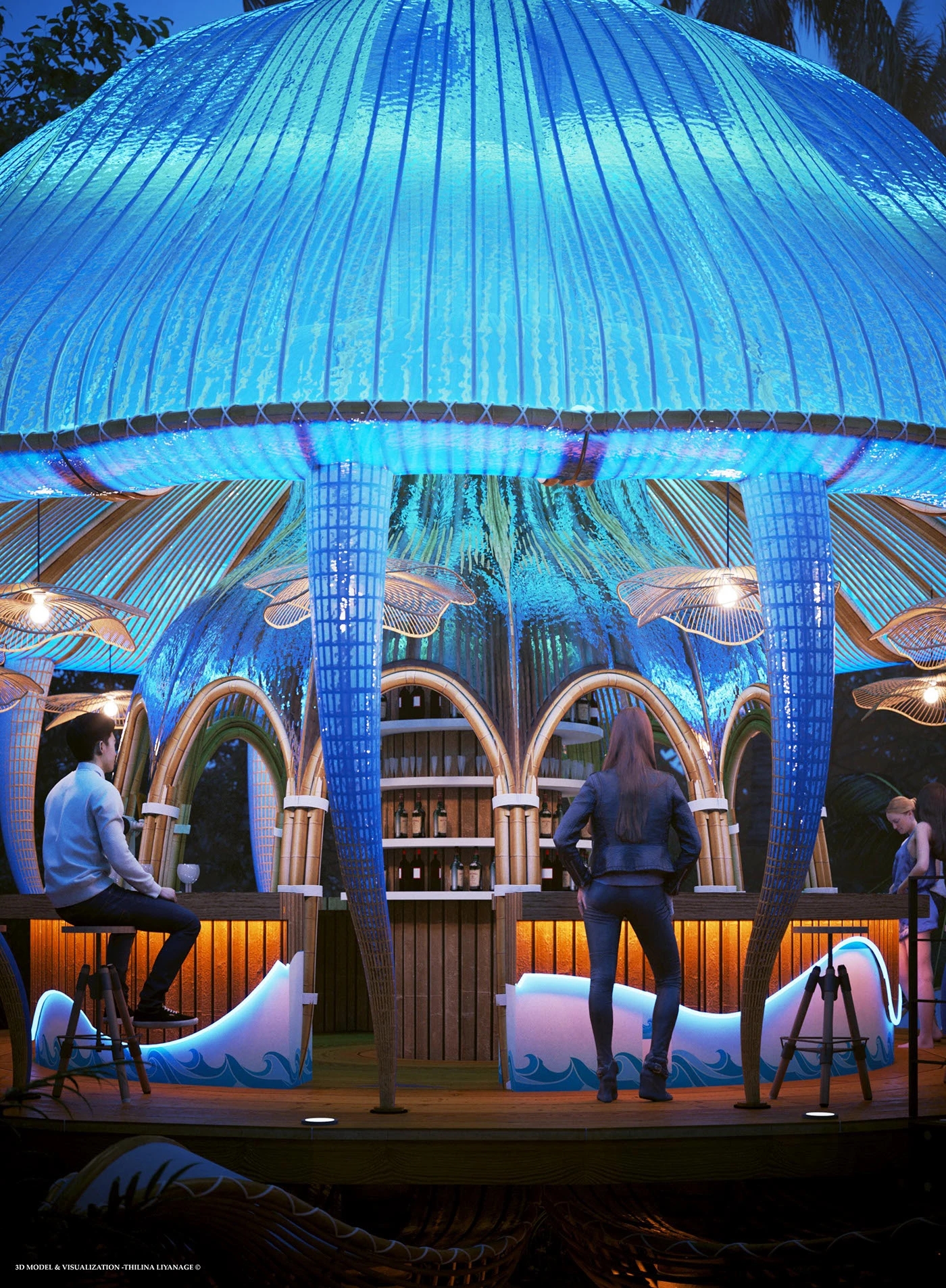 Rest place，golden moment，light emitting structure，The Concept Bar，jellyfish，