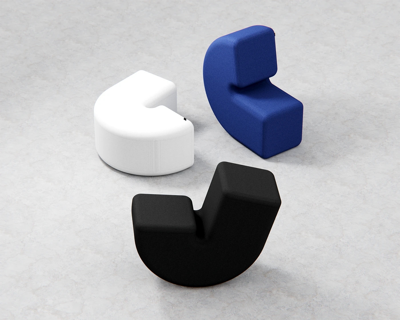 Cove Chair，Integrated molding，continuous curve，Concept furniture，Healing seat，