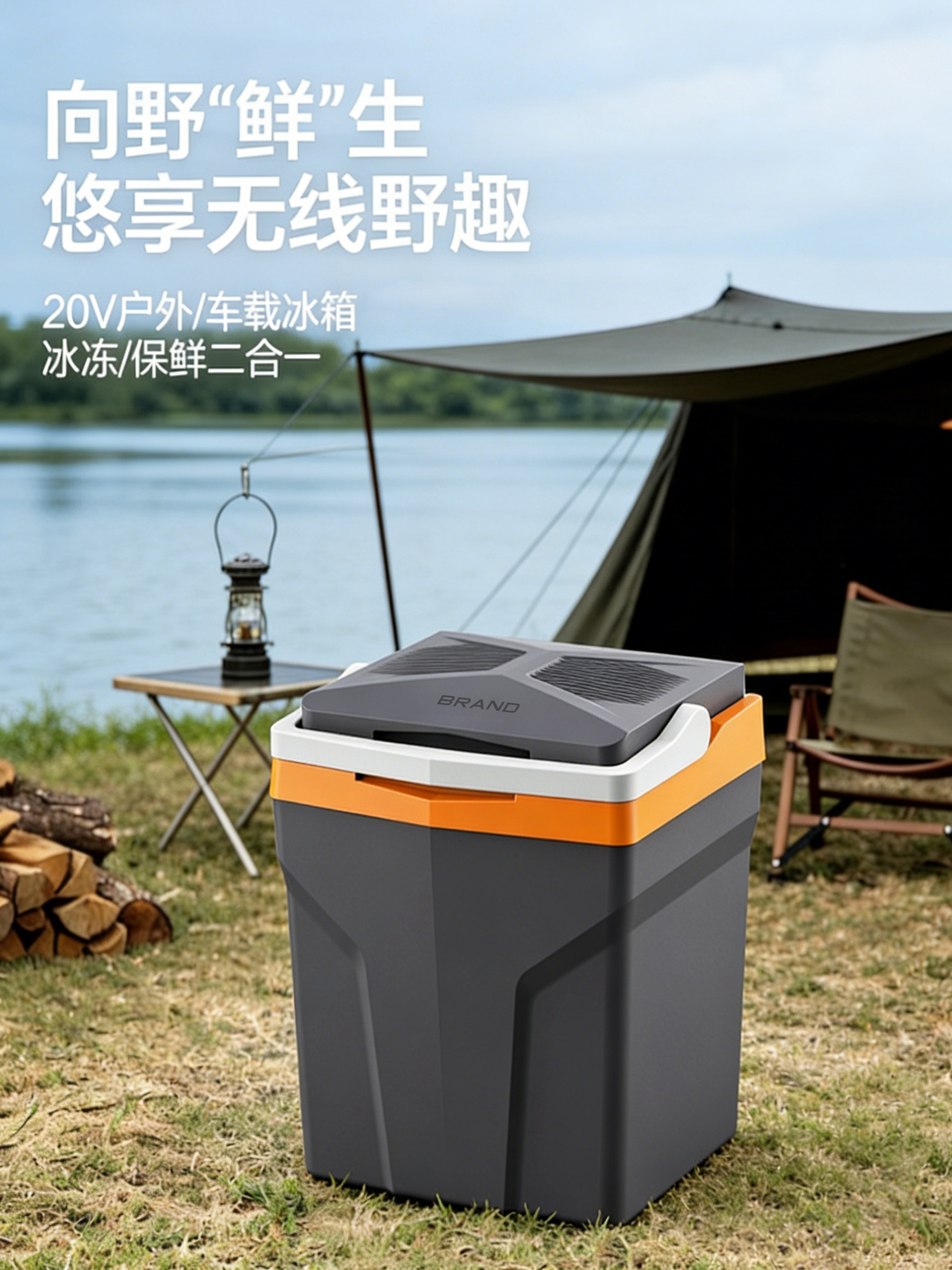 Car refrigerator，Appearance design，Structural design，Outdoor Home Appliances，camping outfit，