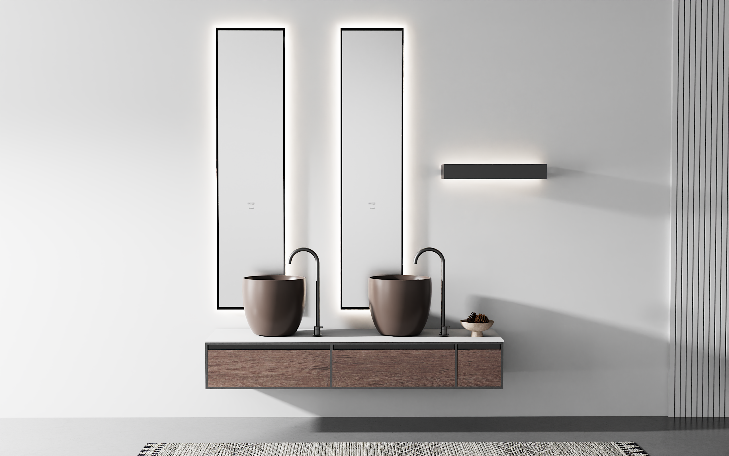 Bathroom cabinet; counter basin，