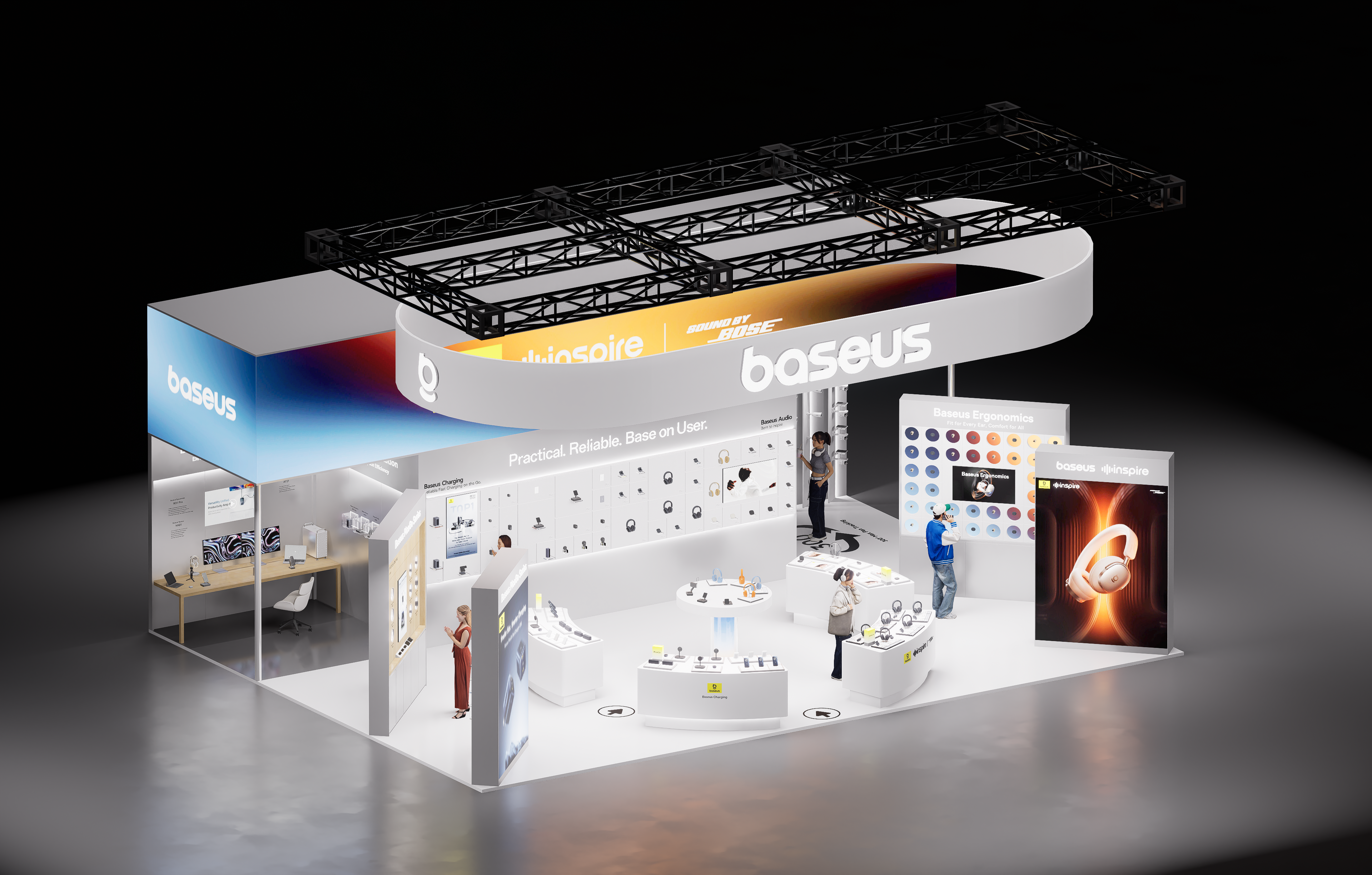 Brand Sailor，Design and build，Exhibition design，2026CES，space design ，Product 3D rendering，three-dimensional animation，International Exhibition Design and Construction，