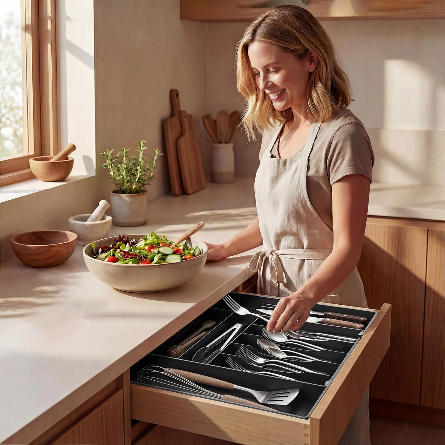 Kitchen supplies, knife and fork storage box, drawer, tableware，Knife and fork storage box, kitchen, European and American kitchen, knife and fork，