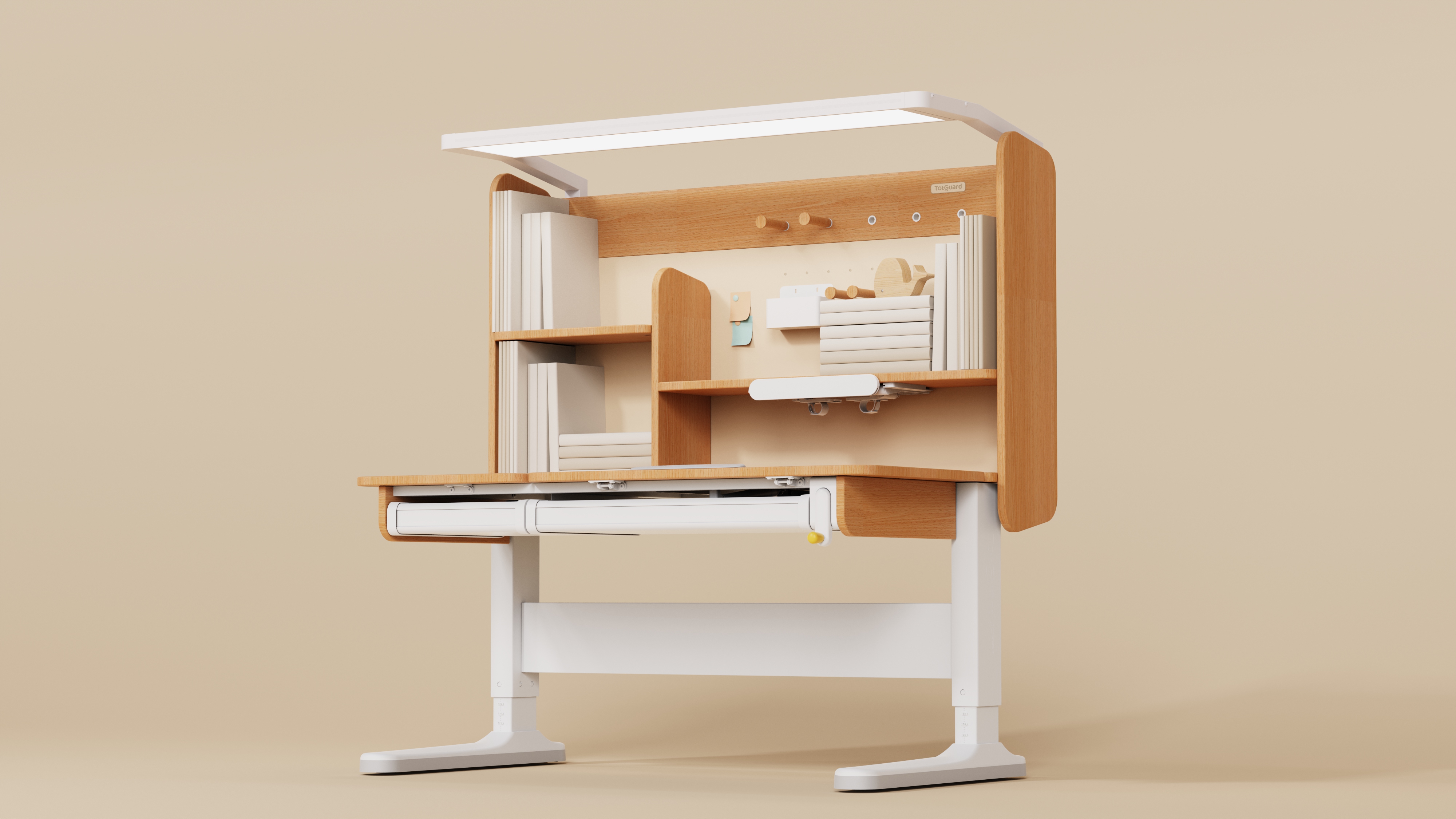 Learning table，Children's desk，furniture design ，Adjustable study table，Eye protection compartment ceiling lamp table integrated，Learning Zone，Integration of learning areas，