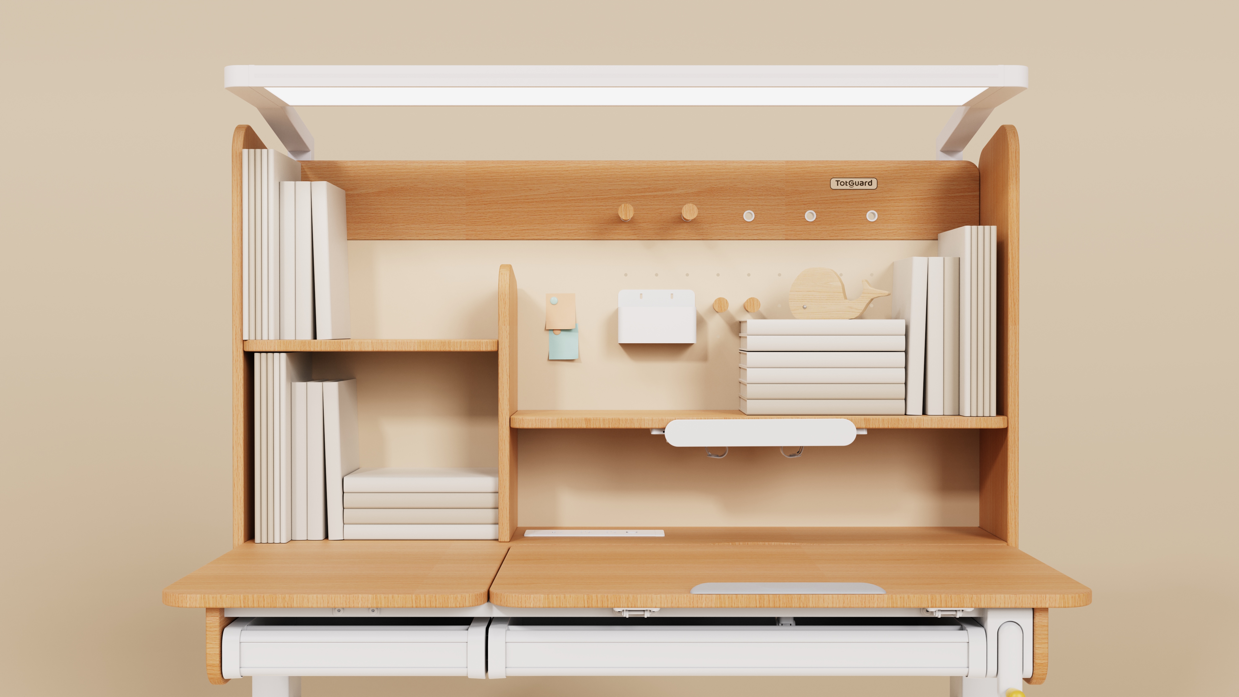 Learning table，Children's desk，furniture design ，Adjustable study table，Eye protection compartment ceiling lamp table integrated，Learning Zone，Integration of learning areas，