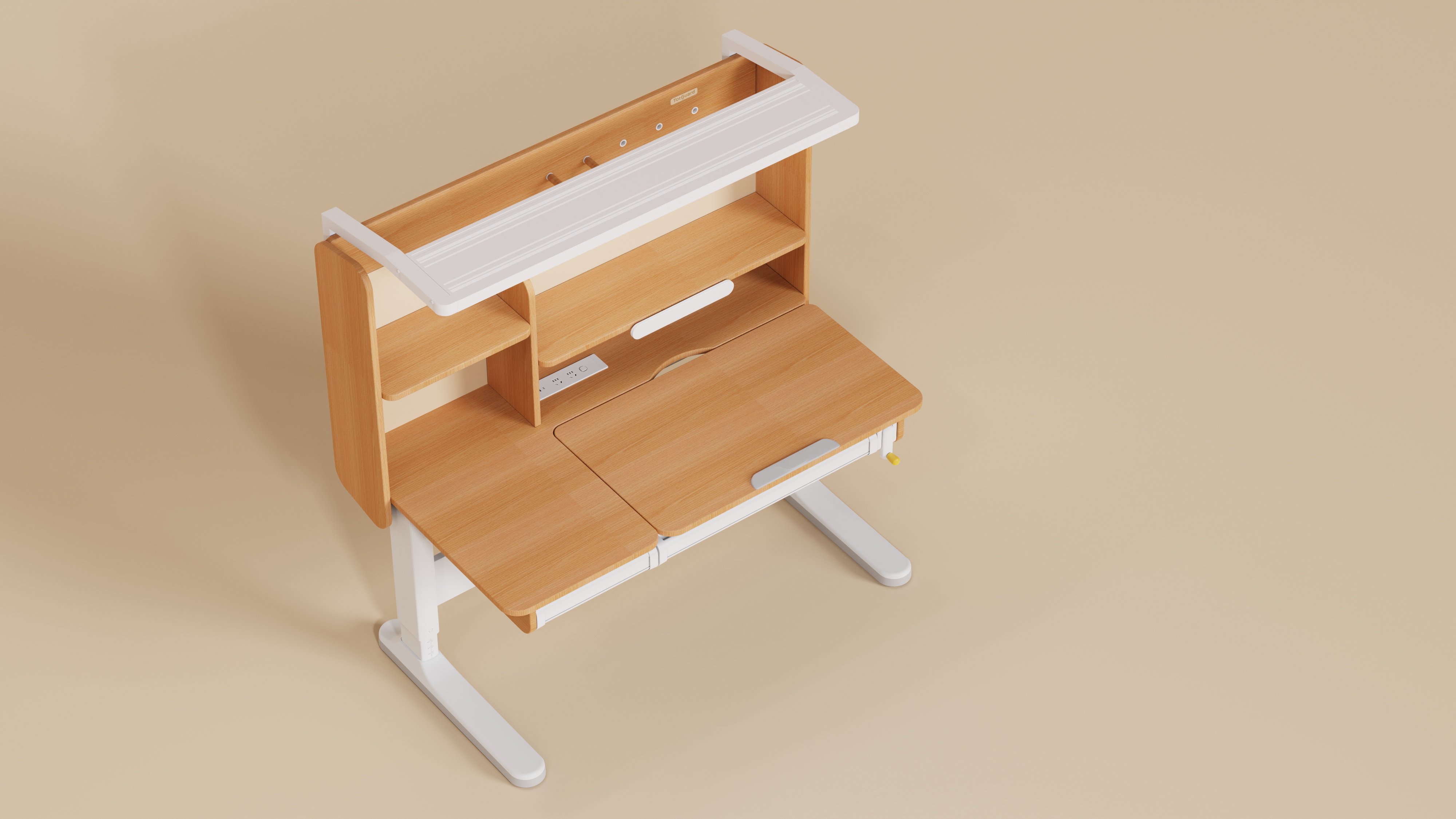 Learning table，Children's desk，furniture design ，Adjustable study table，Eye protection compartment ceiling lamp table integrated，Learning Zone，Integration of learning areas，