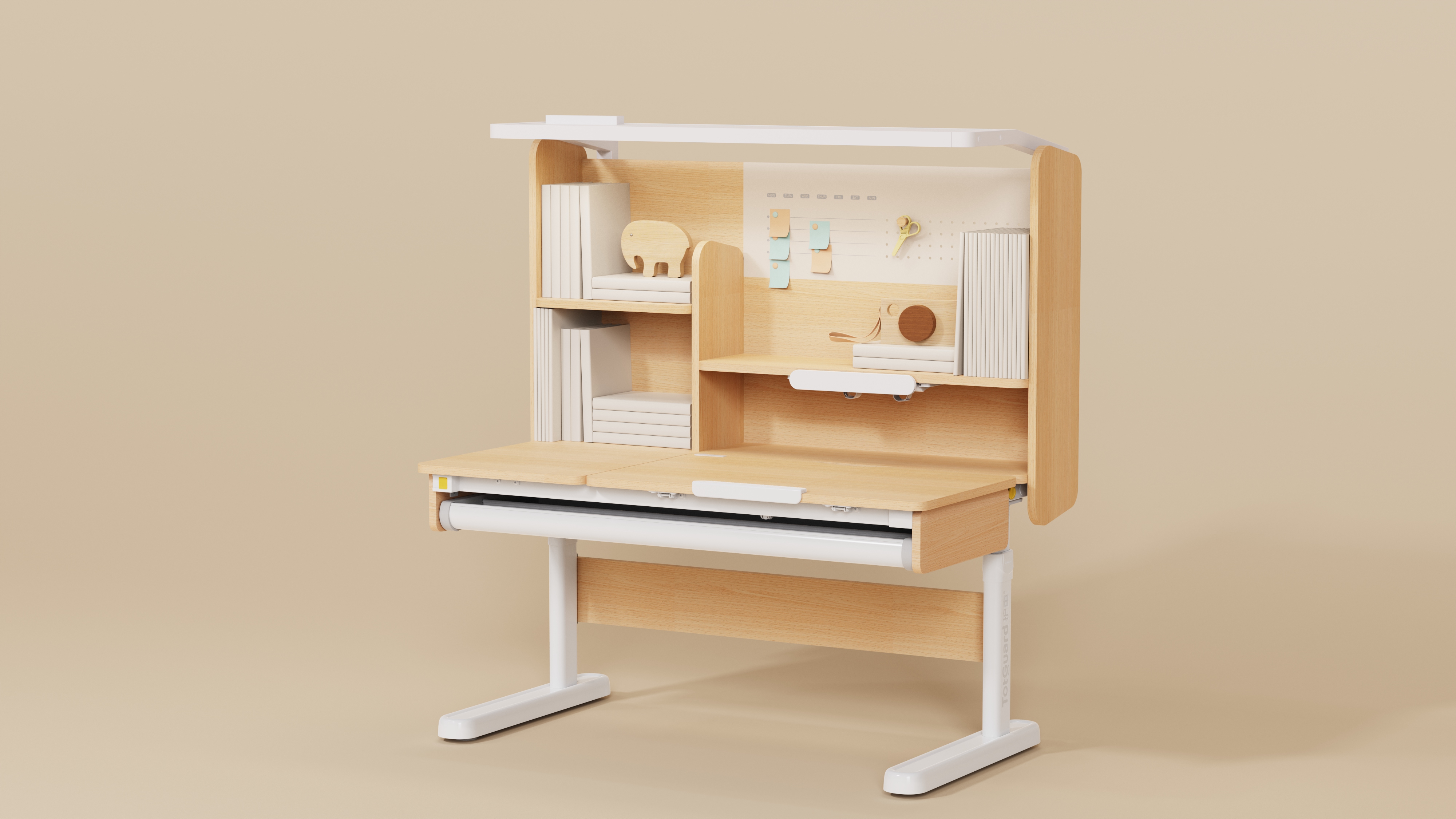 Learning table，Children's desk，furniture design ，Adjustable study table，Eye protection compartment ceiling lamp table integrated，Learning Zone，Integration of learning areas，