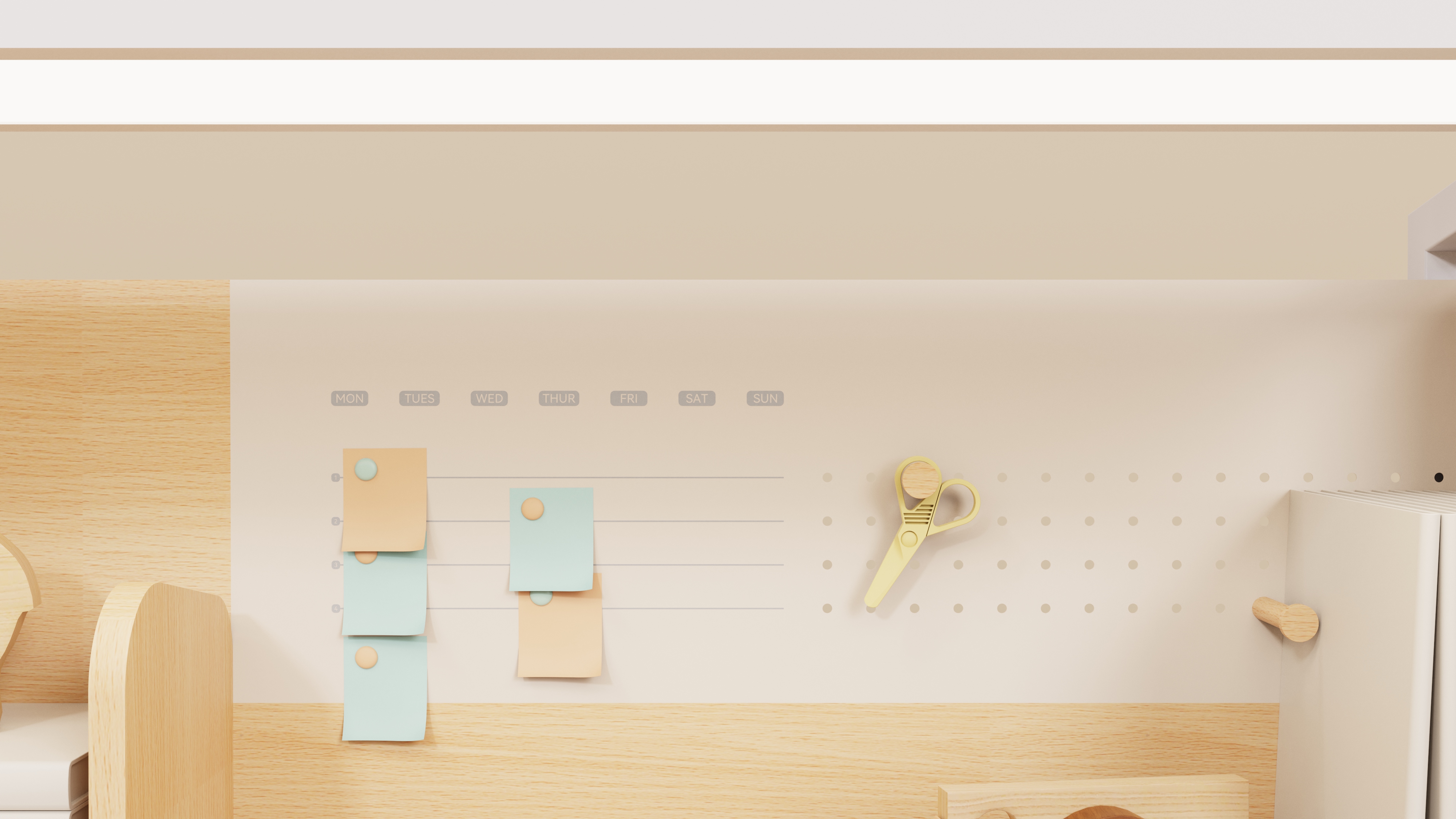 Learning table，Children's desk，furniture design ，Adjustable study table，Eye protection compartment ceiling lamp table integrated，Learning Zone，Integration of learning areas，