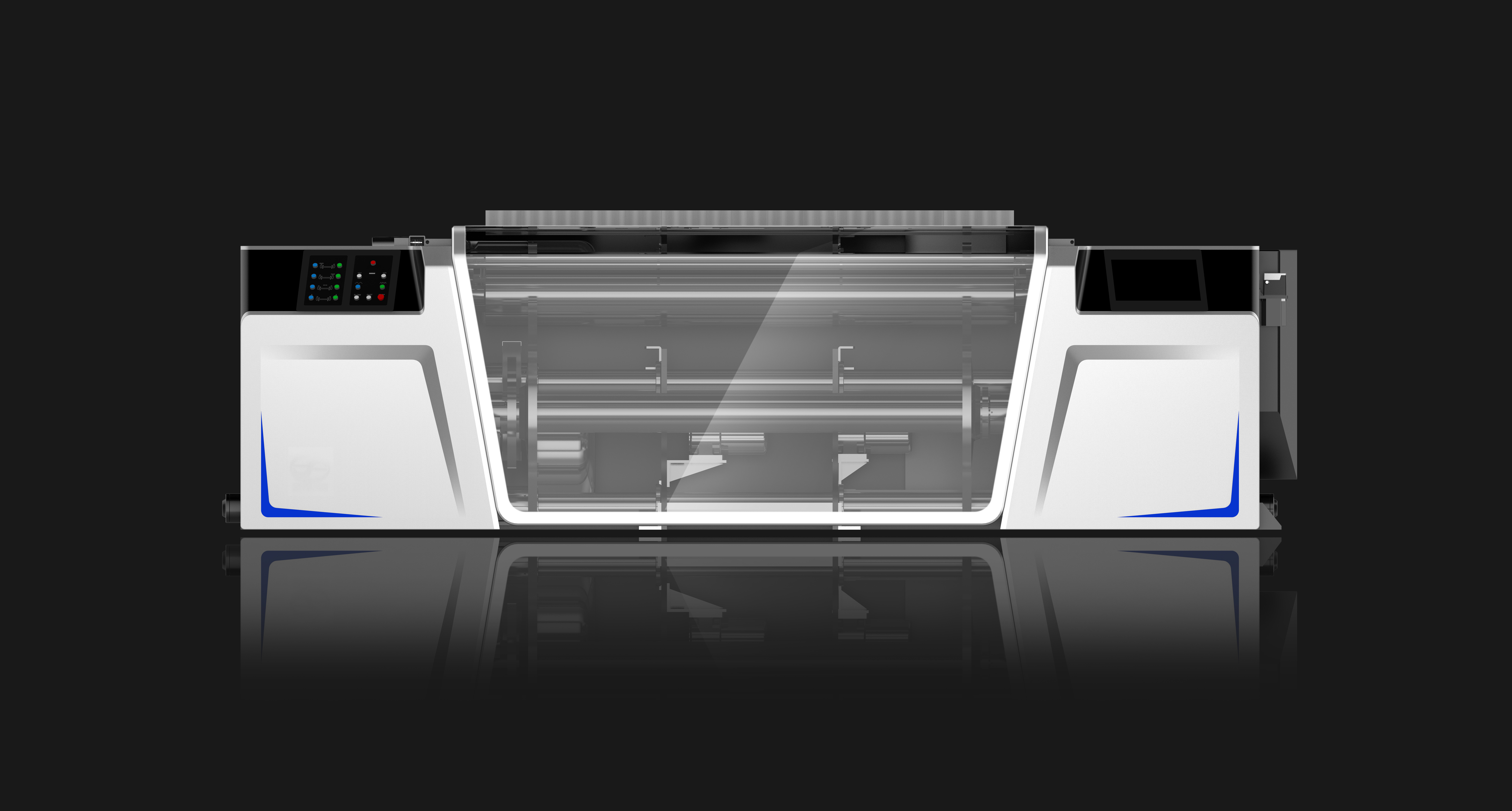 Textile equipment，Textile Machinery Equipment Industrial Design，Shaft machine appearance modeling design，Sizing and Equipment Industrial Design，Suzhou Textile Equipment Modeling Design，Textile Equipment Design Case，Parallel shaft machine，Large equipment design，