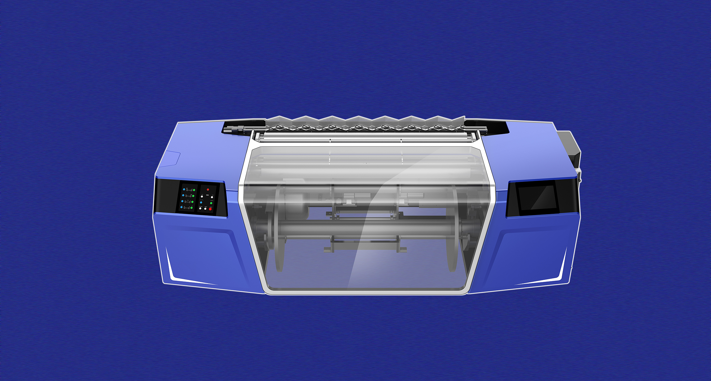 Textile equipment，Textile Machinery Equipment Industrial Design，Shaft machine appearance modeling design，Sizing and Equipment Industrial Design，Suzhou Textile Equipment Modeling Design，Textile Equipment Design Case，Parallel shaft machine，Large equipment design，