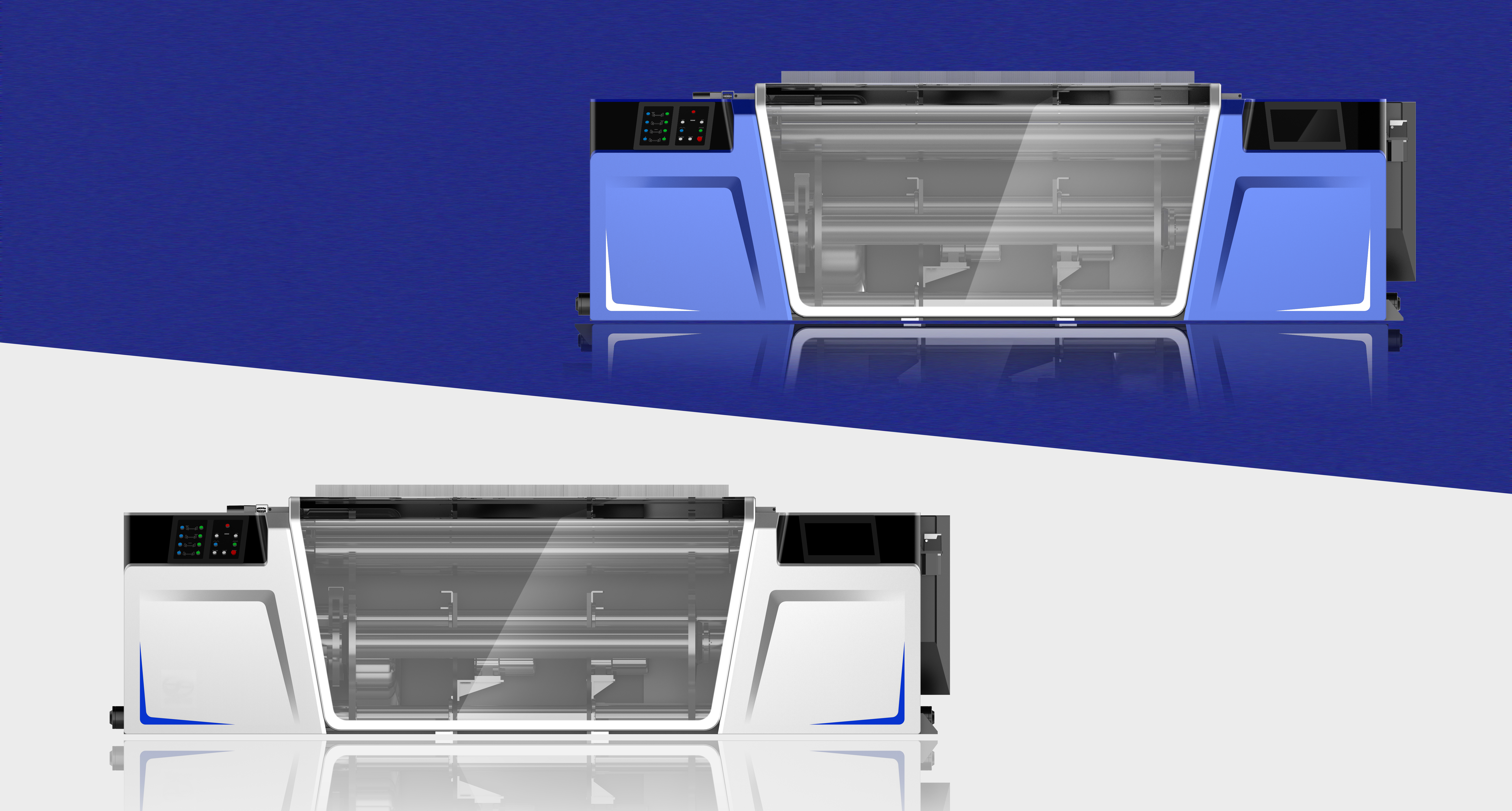 Textile equipment，Textile Machinery Equipment Industrial Design，Shaft machine appearance modeling design，Sizing and Equipment Industrial Design，Suzhou Textile Equipment Modeling Design，Textile Equipment Design Case，Parallel shaft machine，Large equipment design，