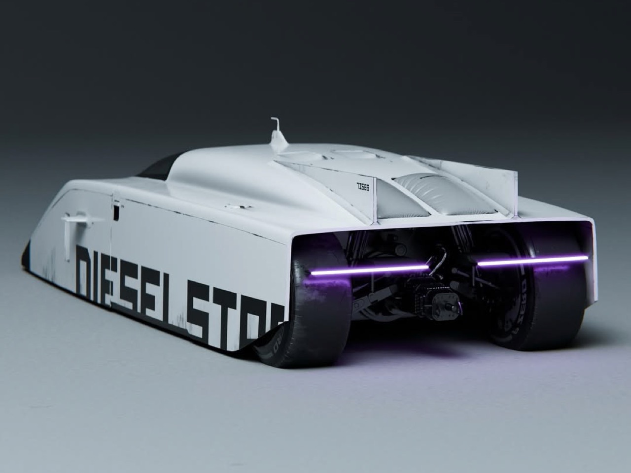 Cyberpunk，Neon Light Track，Hidden wheel，The Future Car，Science fiction design，