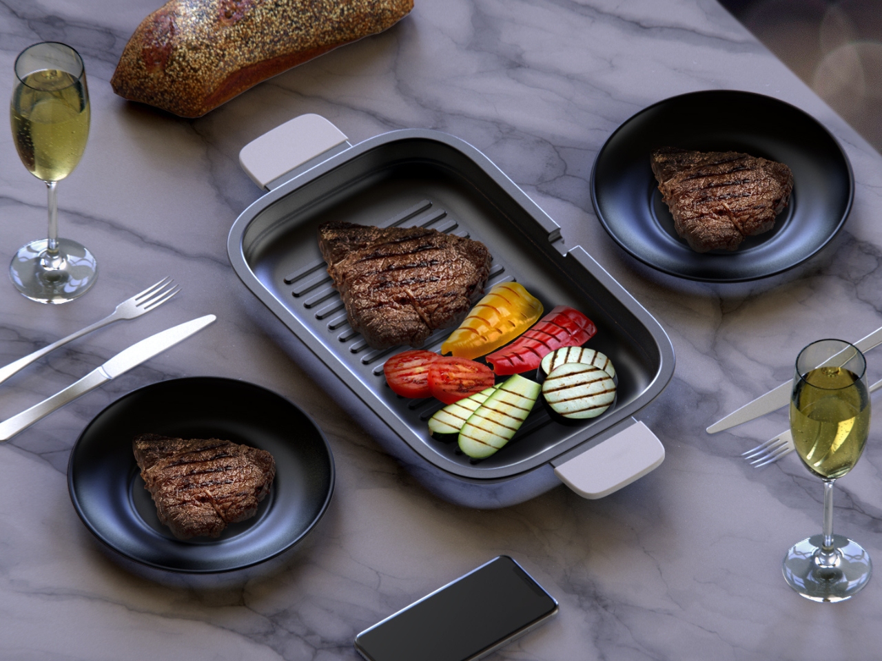 All-in-One，Steamed, roasted, fried, boiled and stewed，Countertop integration，multi-functional cooking，Concept kitchen electric，