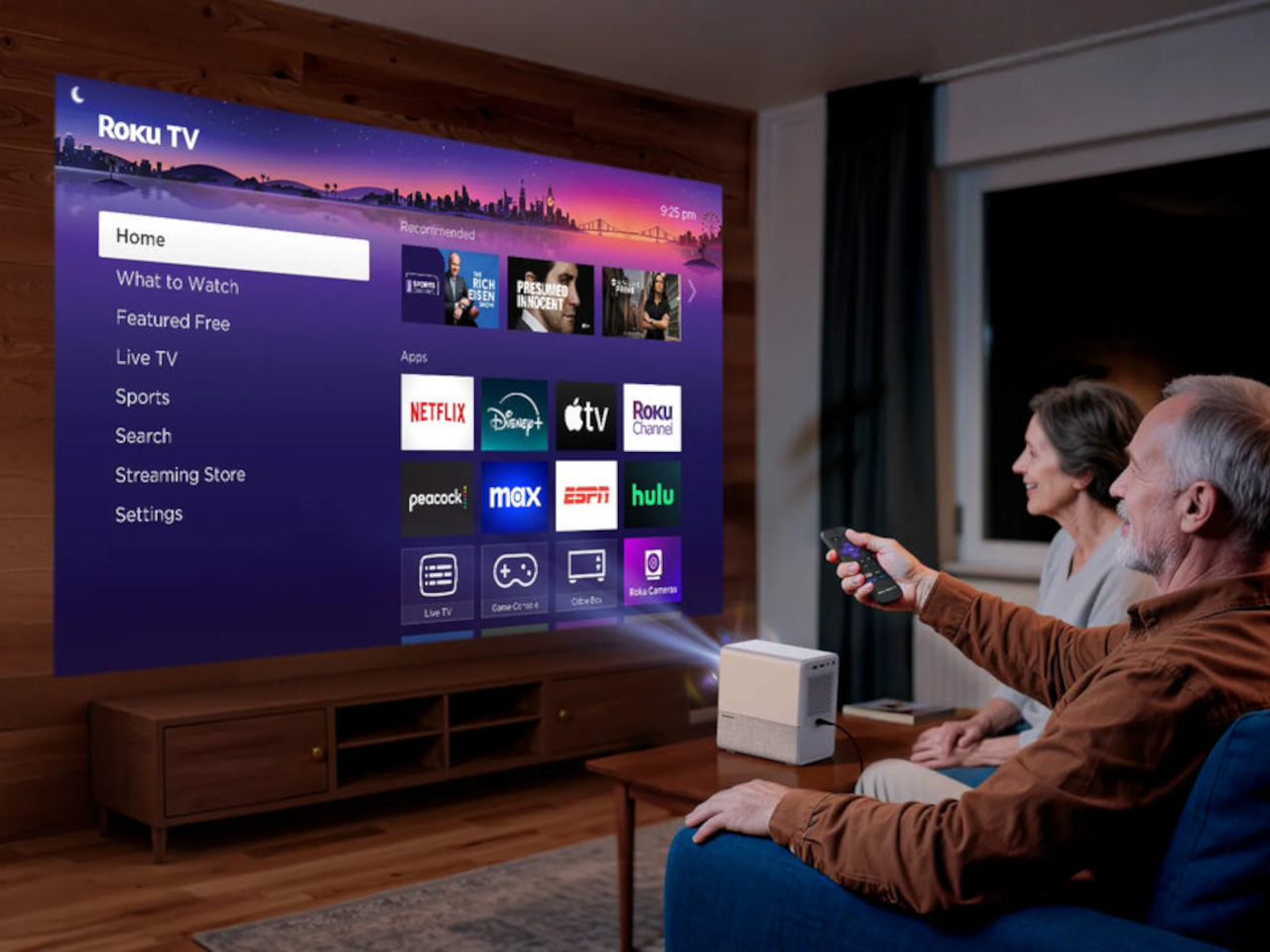 Intelligent projector，EAZZE D1R Cube，Roku TV，Portable projection，Wireless connection，