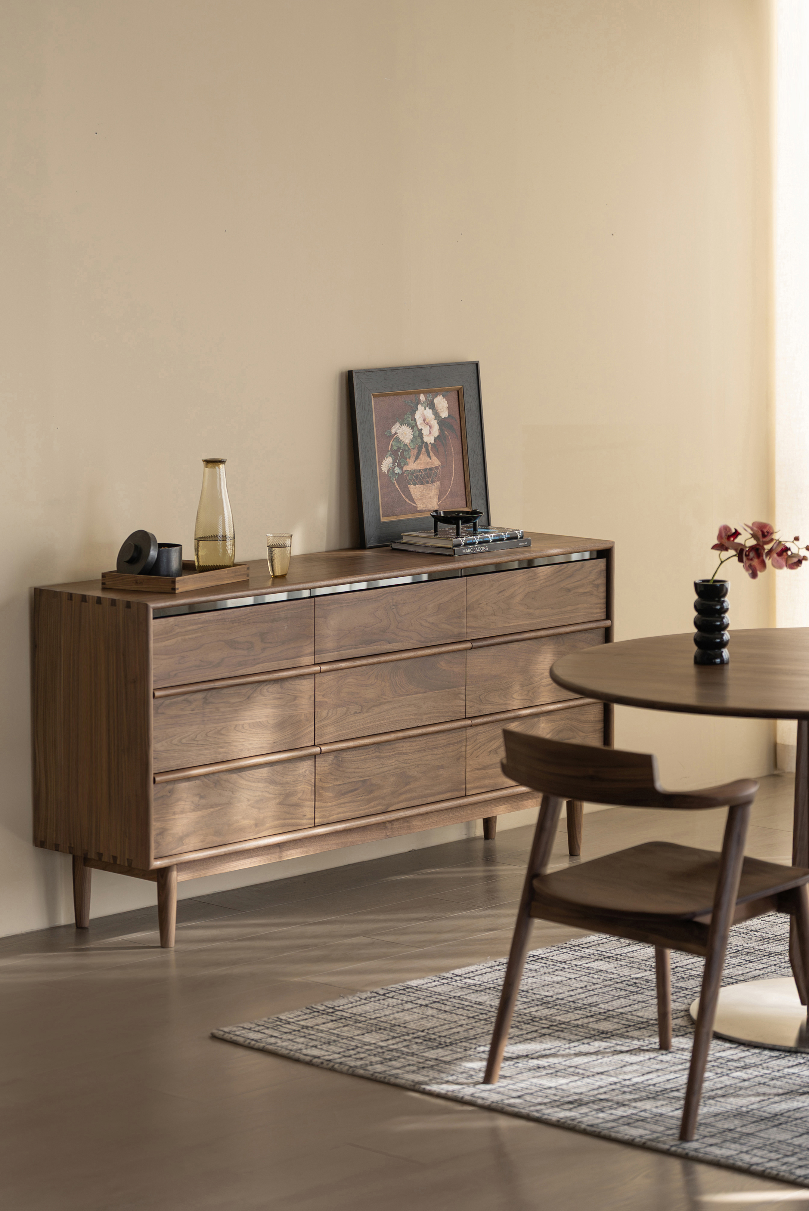 Bucket cabinet design，Residential Furniture，Black walnut furniture，Solid wood furniture，Original design，furniture design ，