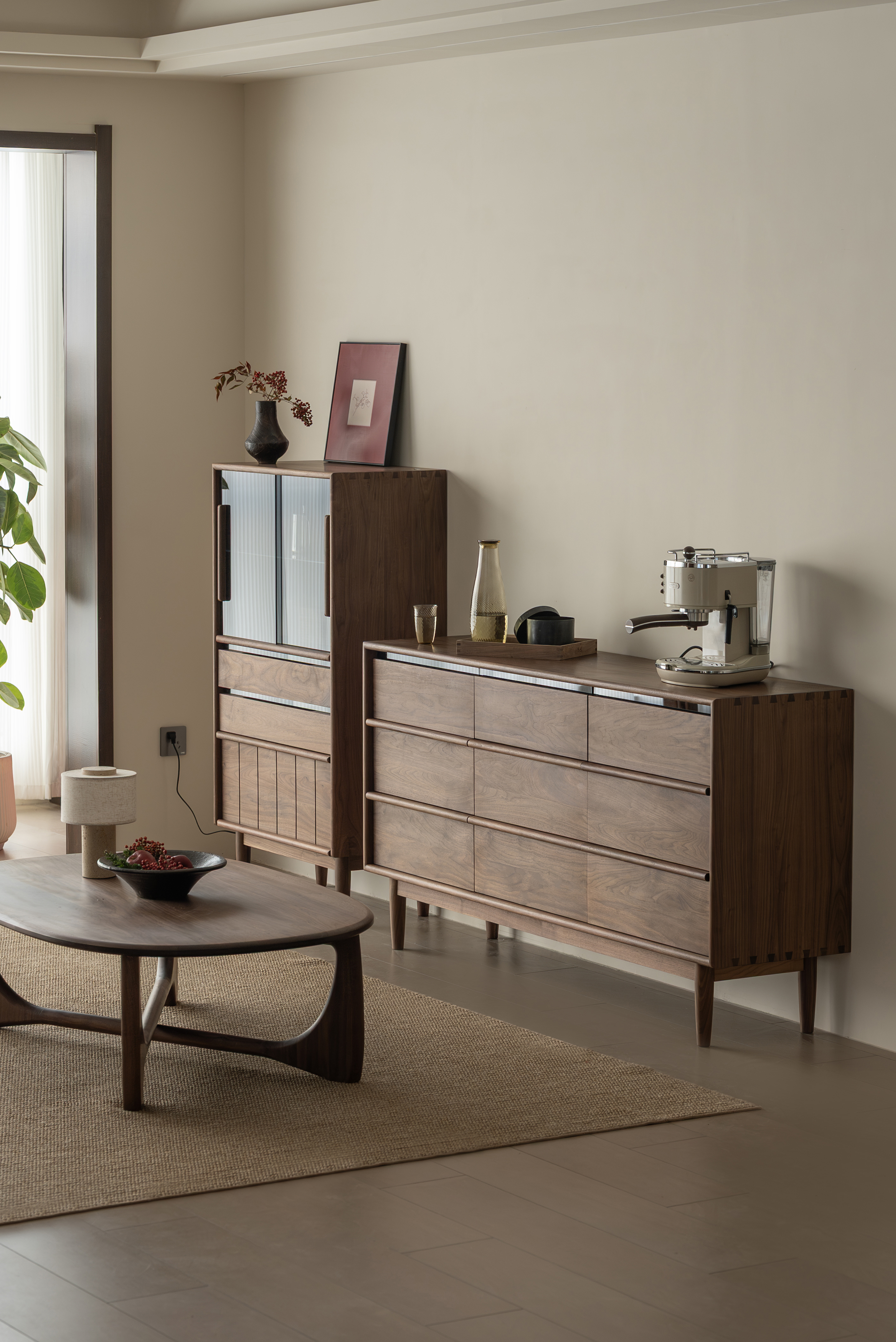 Bucket cabinet design，Residential Furniture，Black walnut furniture，Solid wood furniture，Original design，furniture design ，