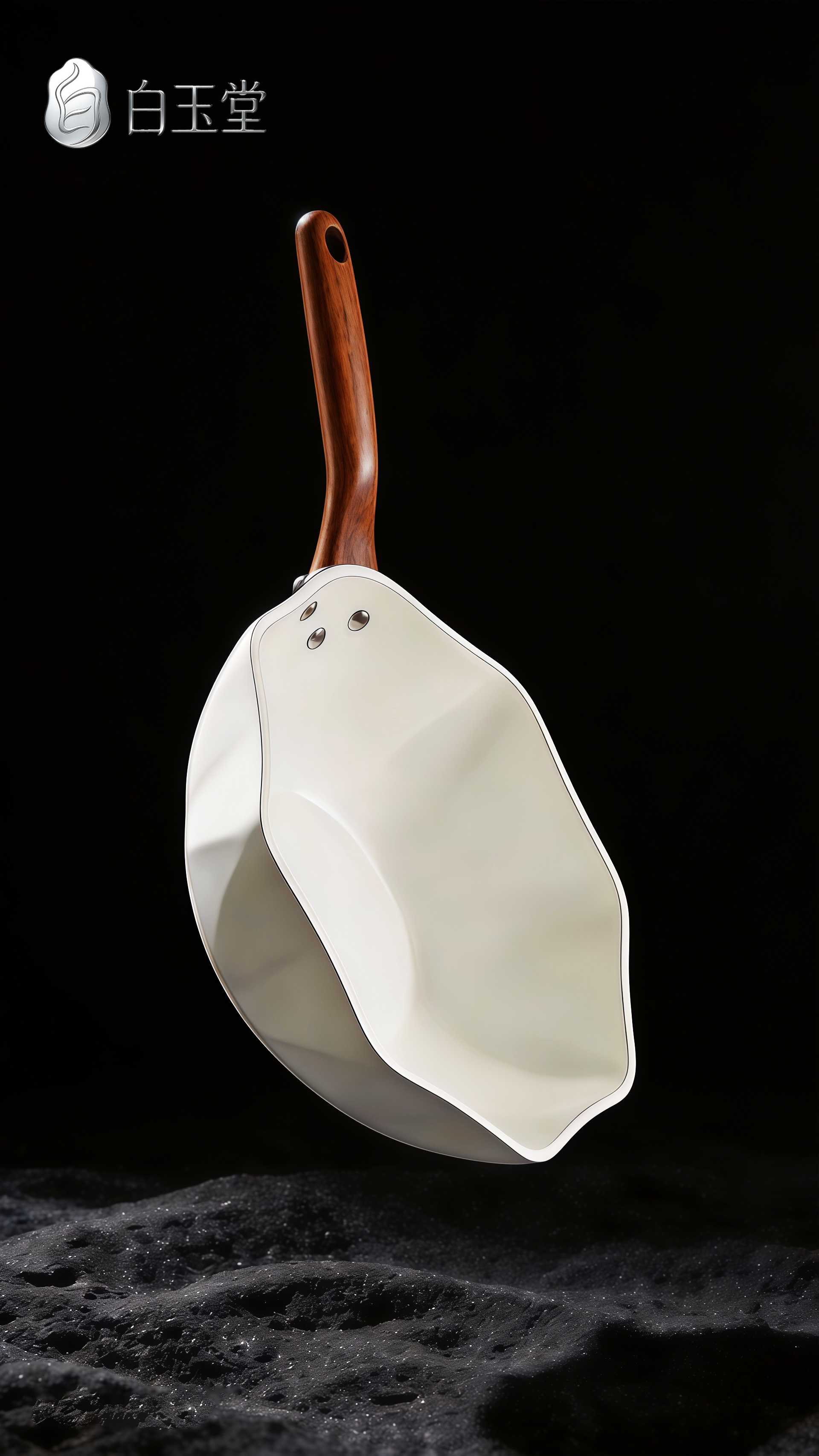 AIGC，Kitchenware，ceramic non-stick pan，white，Original Brand Design，Log handle，