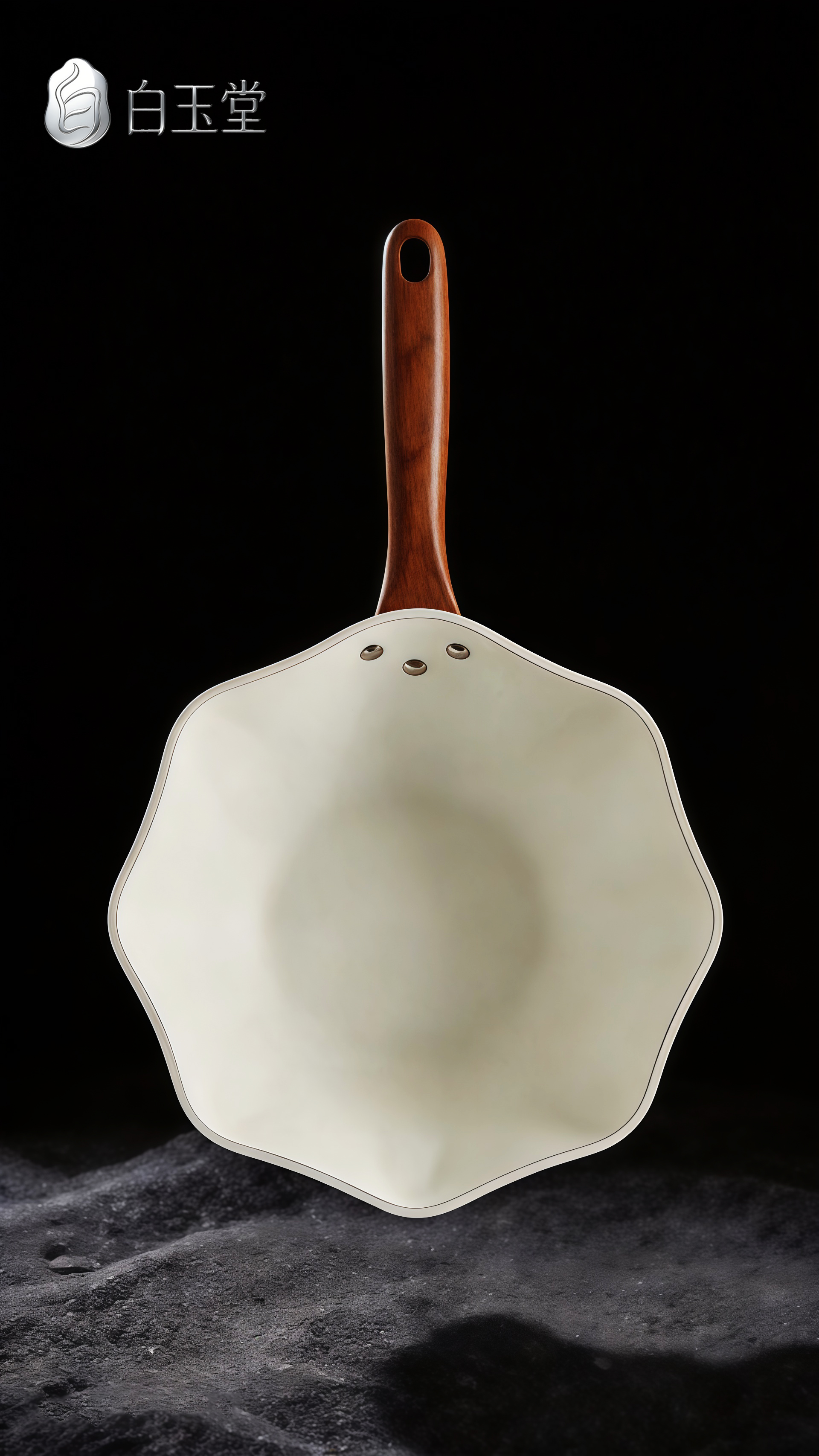 AIGC，Kitchenware，ceramic non-stick pan，white，Original Brand Design，Log handle，