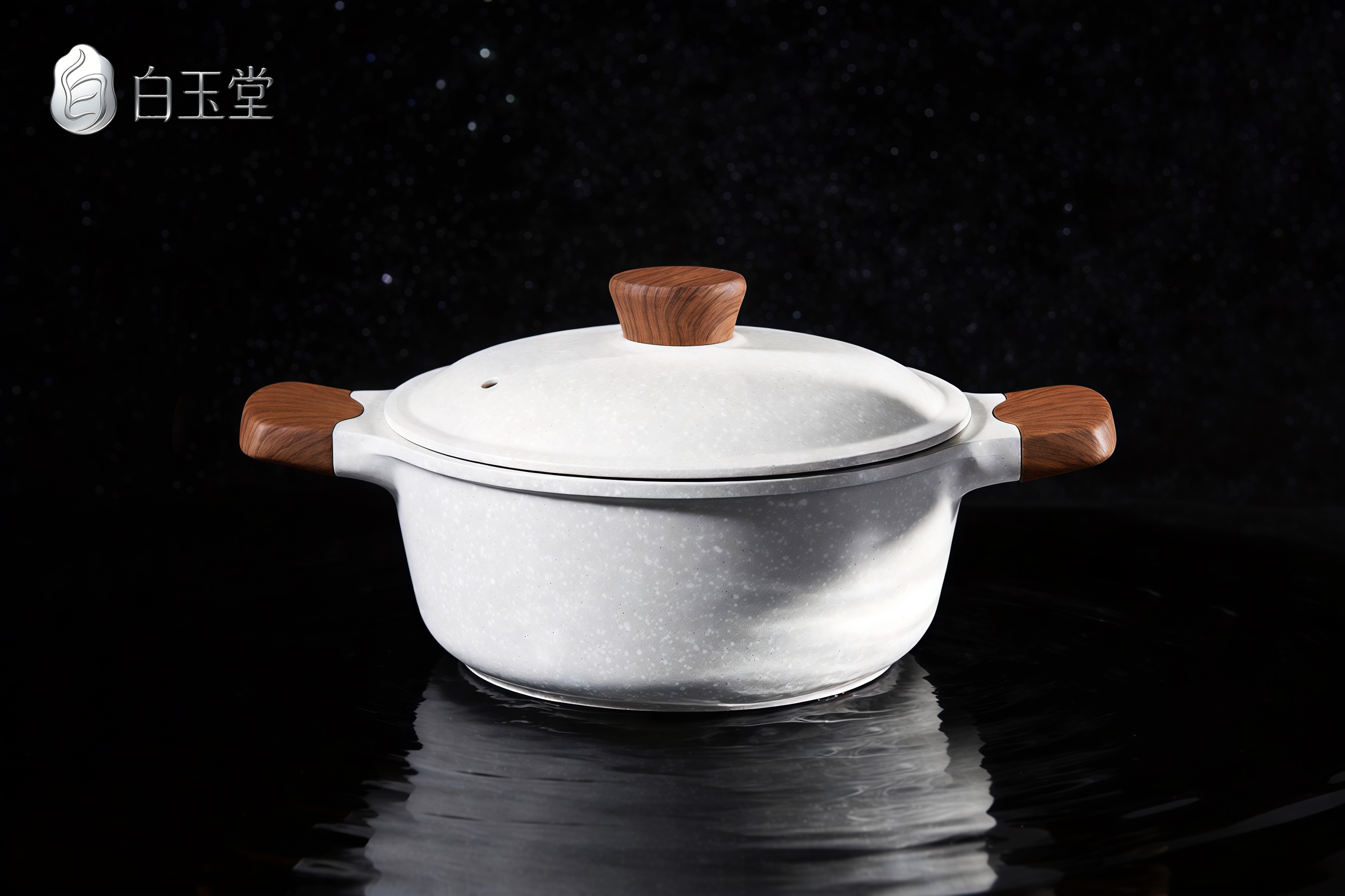 AIGC，Kitchenware，ceramic soup pot，Log handle，Starry Glaze，Original Brand Design，