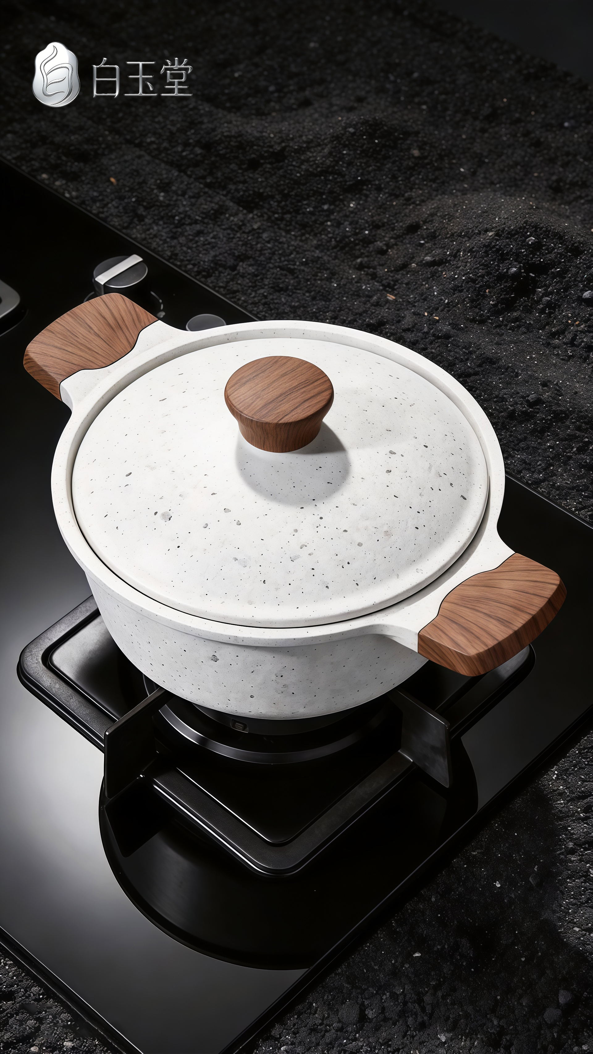 AIGC，Kitchenware，ceramic soup pot，Log handle，Starry Glaze，Original Brand Design，