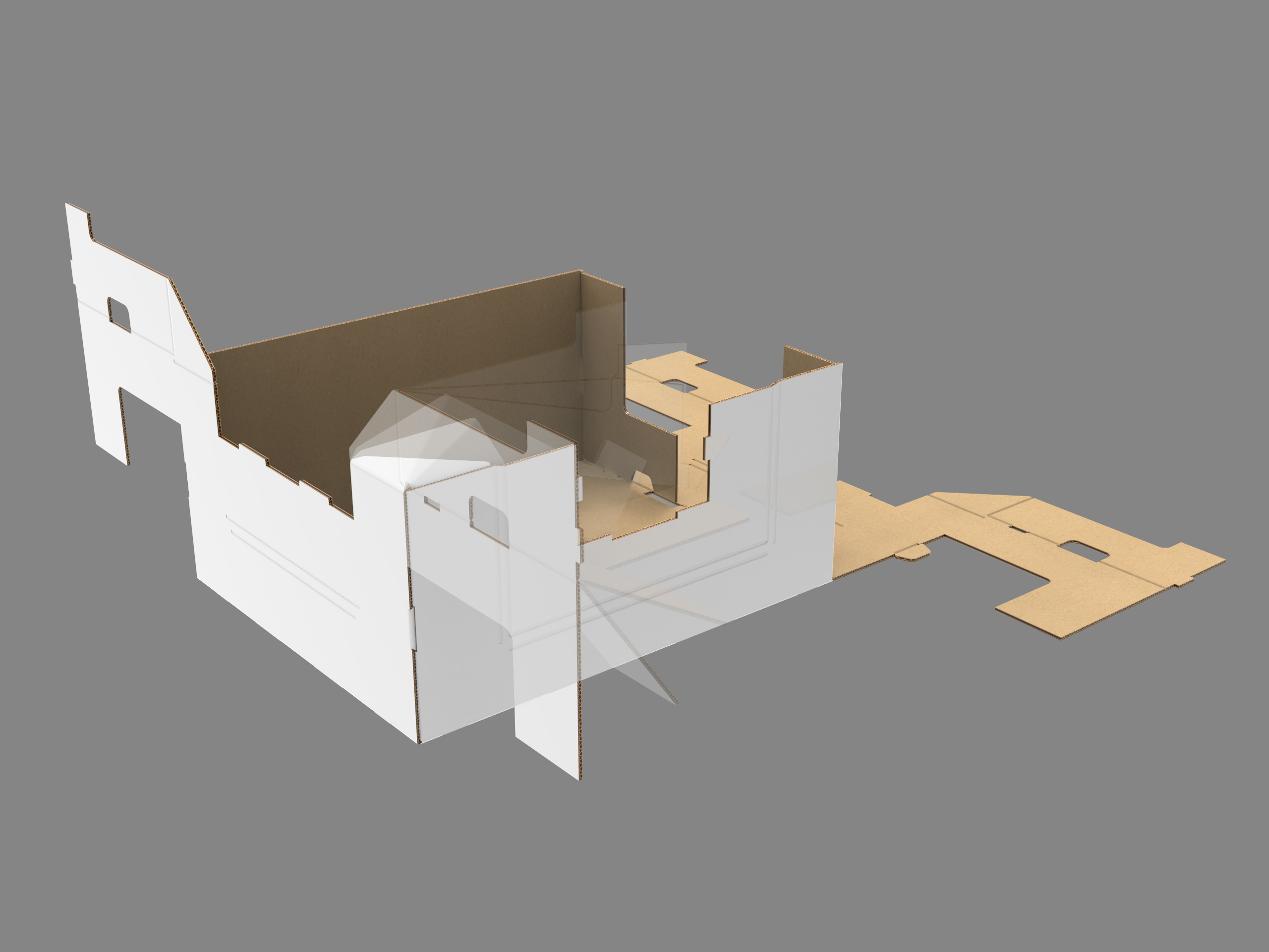 Folding structure，corrugated packaging，Display Solutions，International Store Packaging，