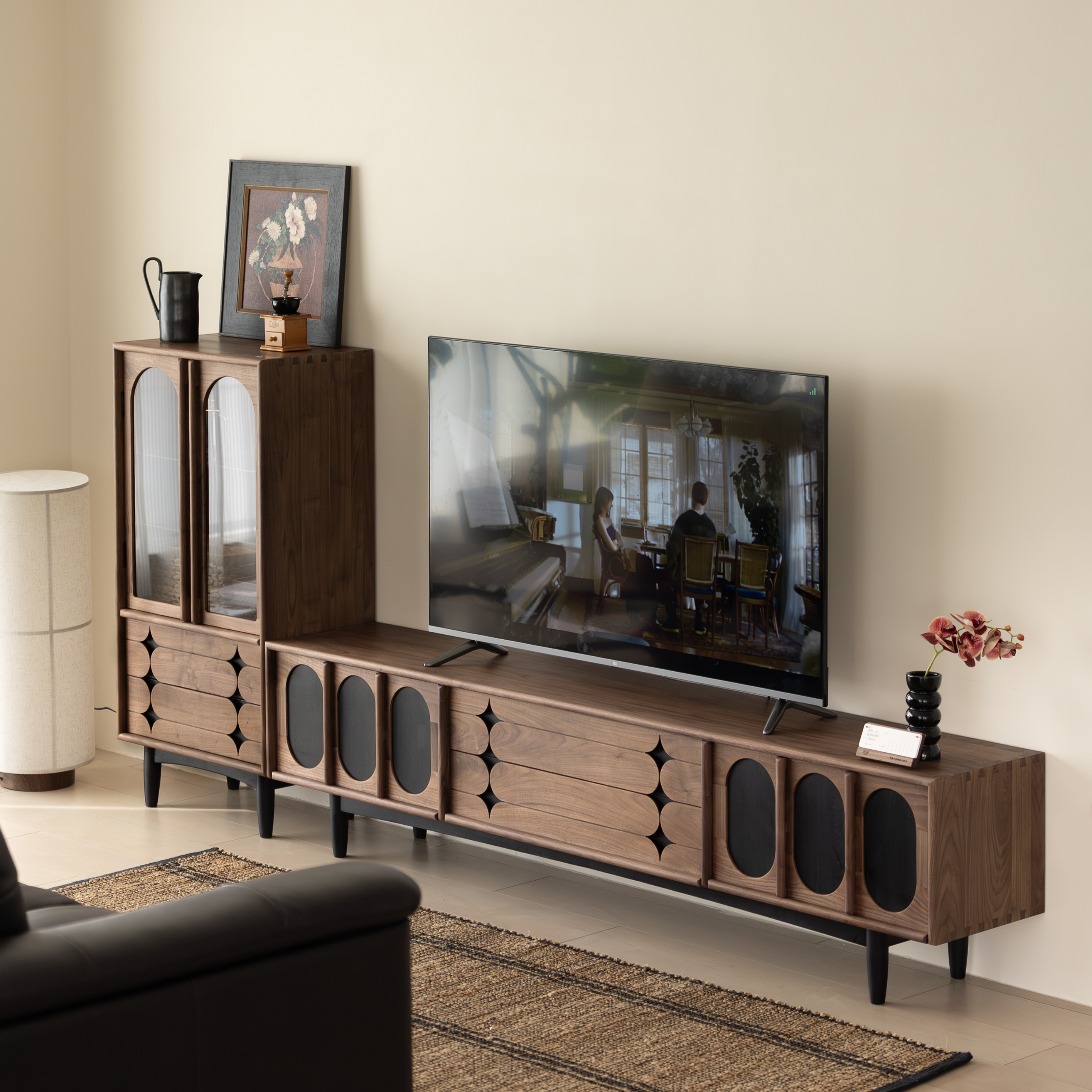 TV cabinet design，furniture design ，Residential Furniture，Solid wood furniture，Black walnut furniture，Original design，