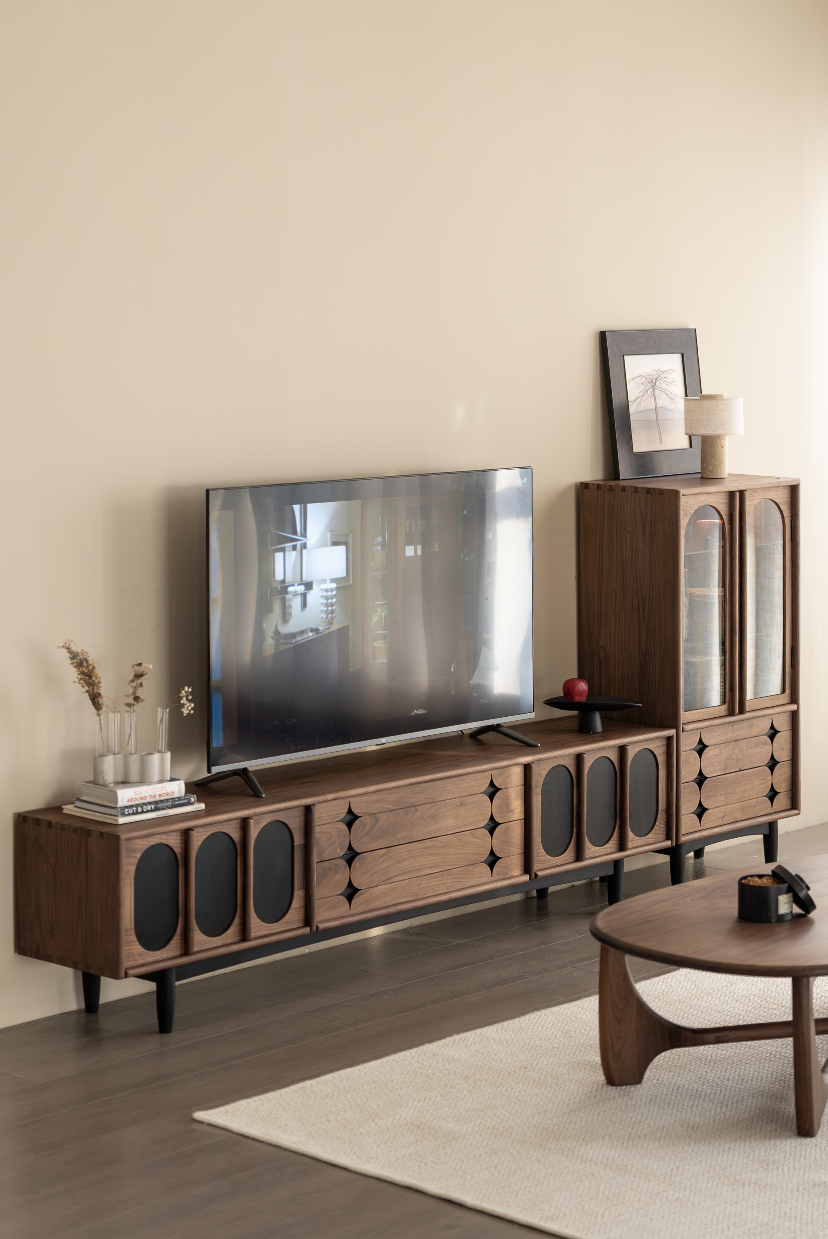 TV cabinet design，furniture design ，Residential Furniture，Solid wood furniture，Black walnut furniture，Original design，