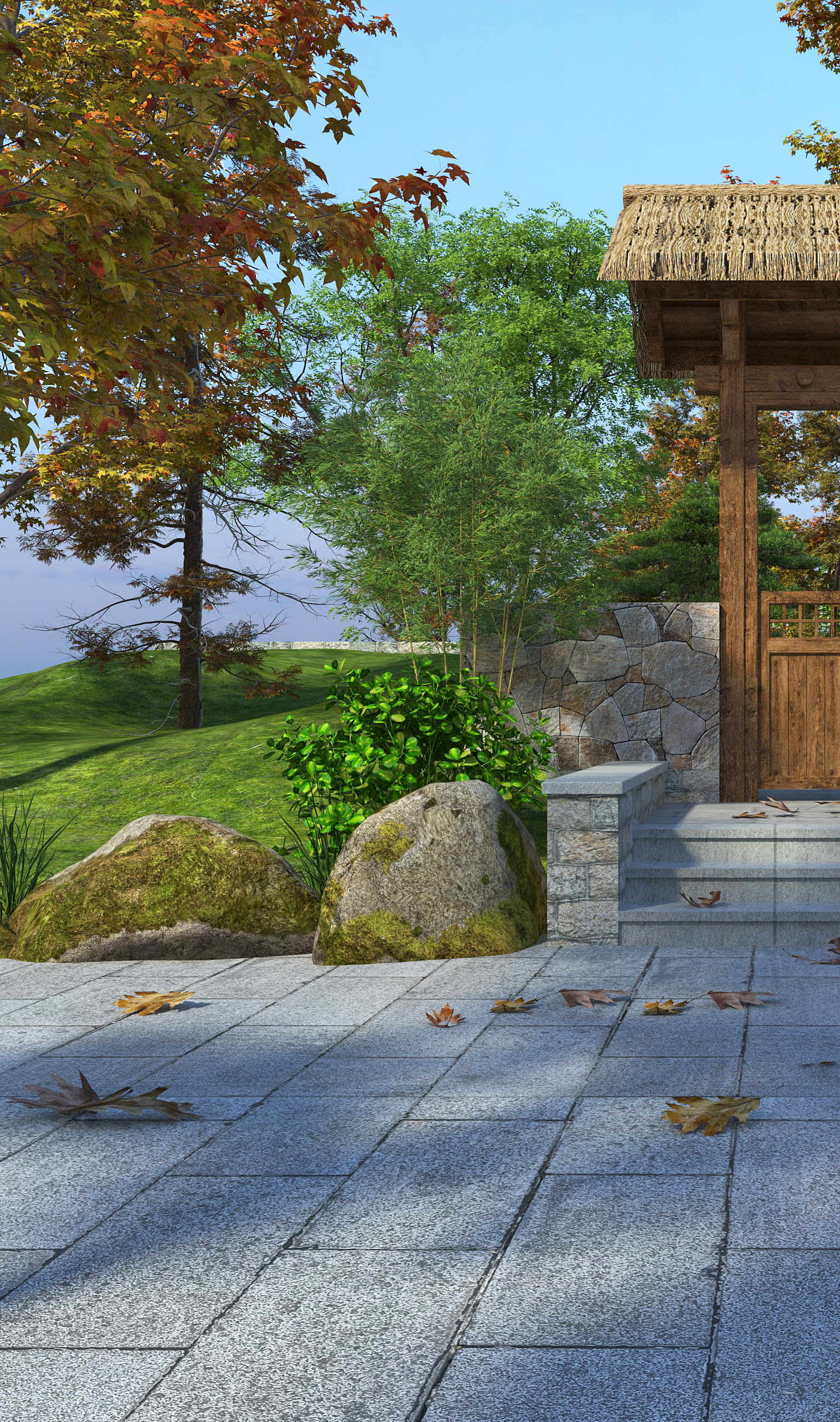 Zen，Quiet wind，meditation.，garden design ，temple，Quiet courtyard，
