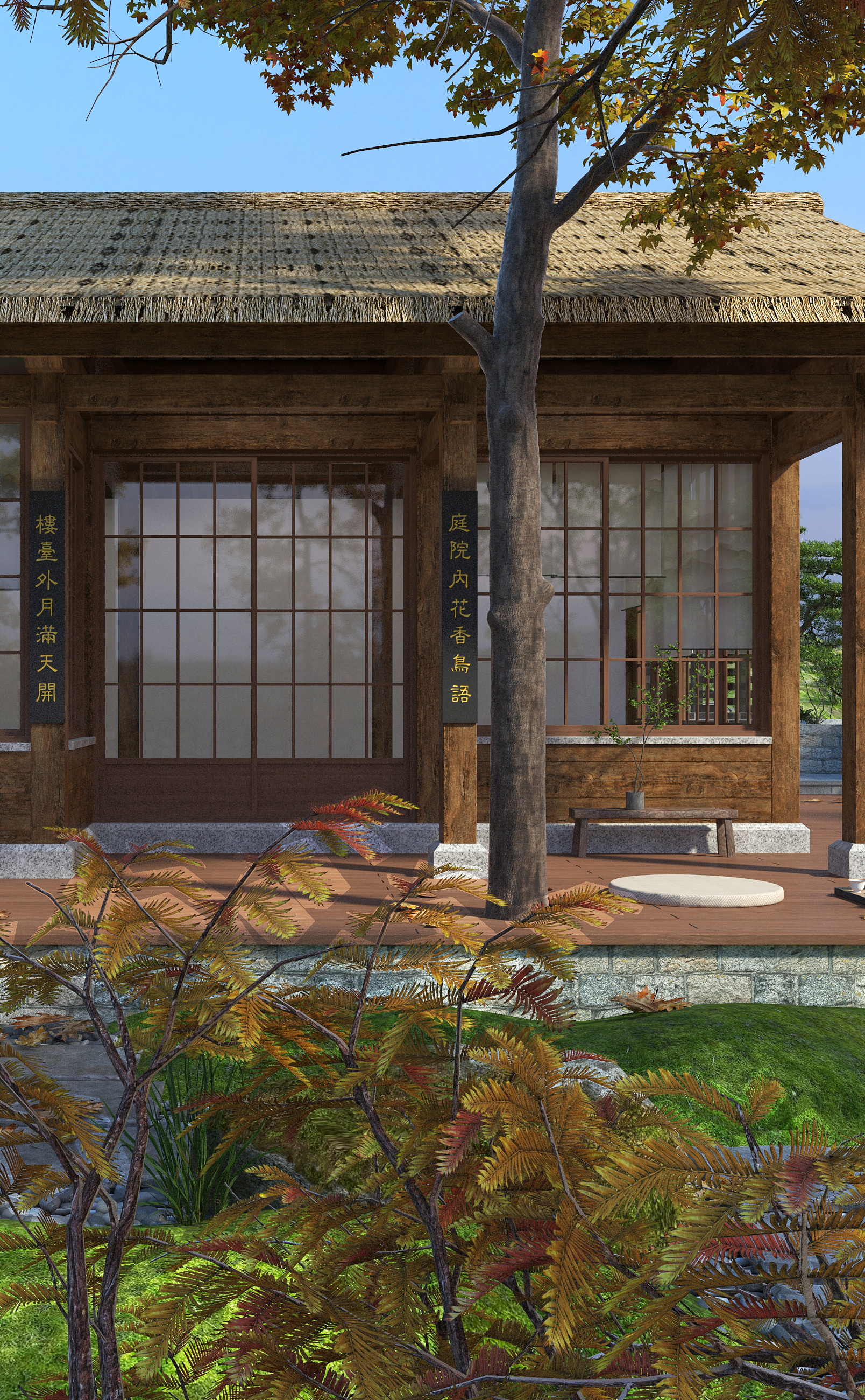 Zen，Quiet wind，meditation.，garden design ，temple，Quiet courtyard，