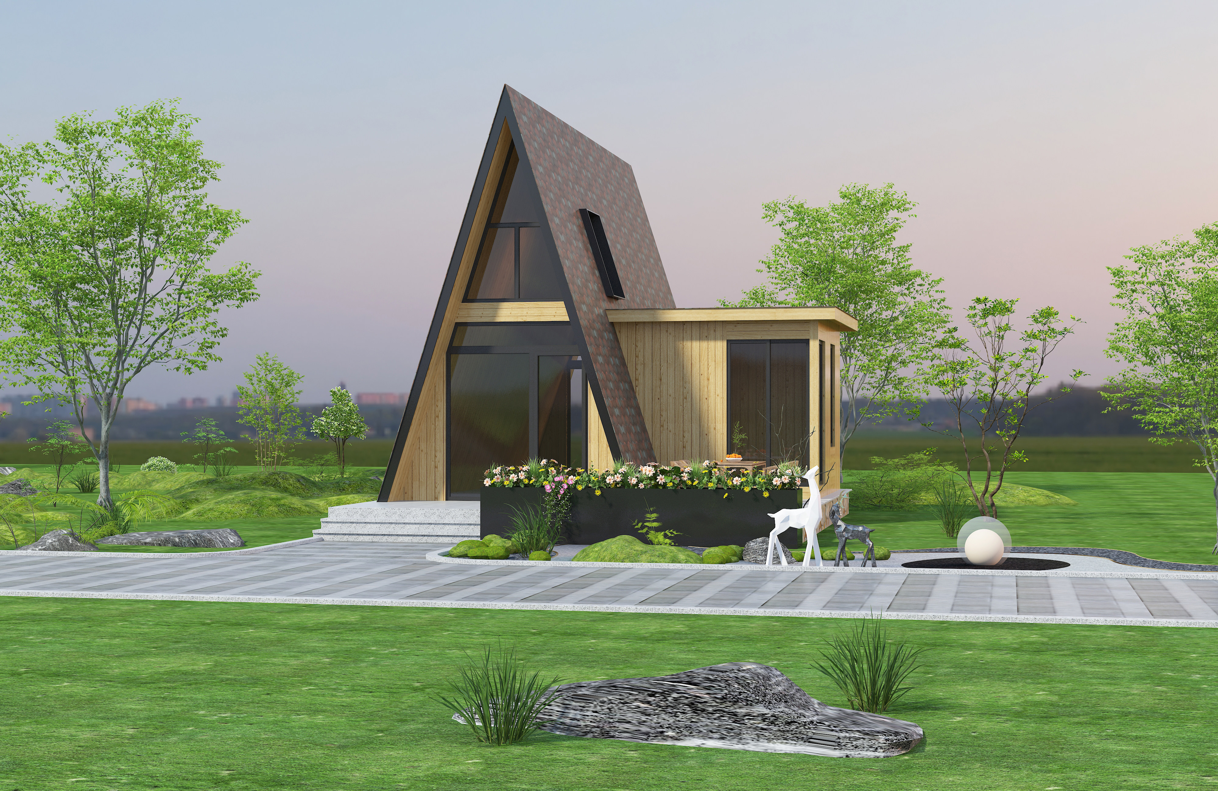 Wooden House Design，garden design ，Construction Drawing of Wooden House，Courtyard design construction drawing，Construction drawing design，Homestay Wooden House，