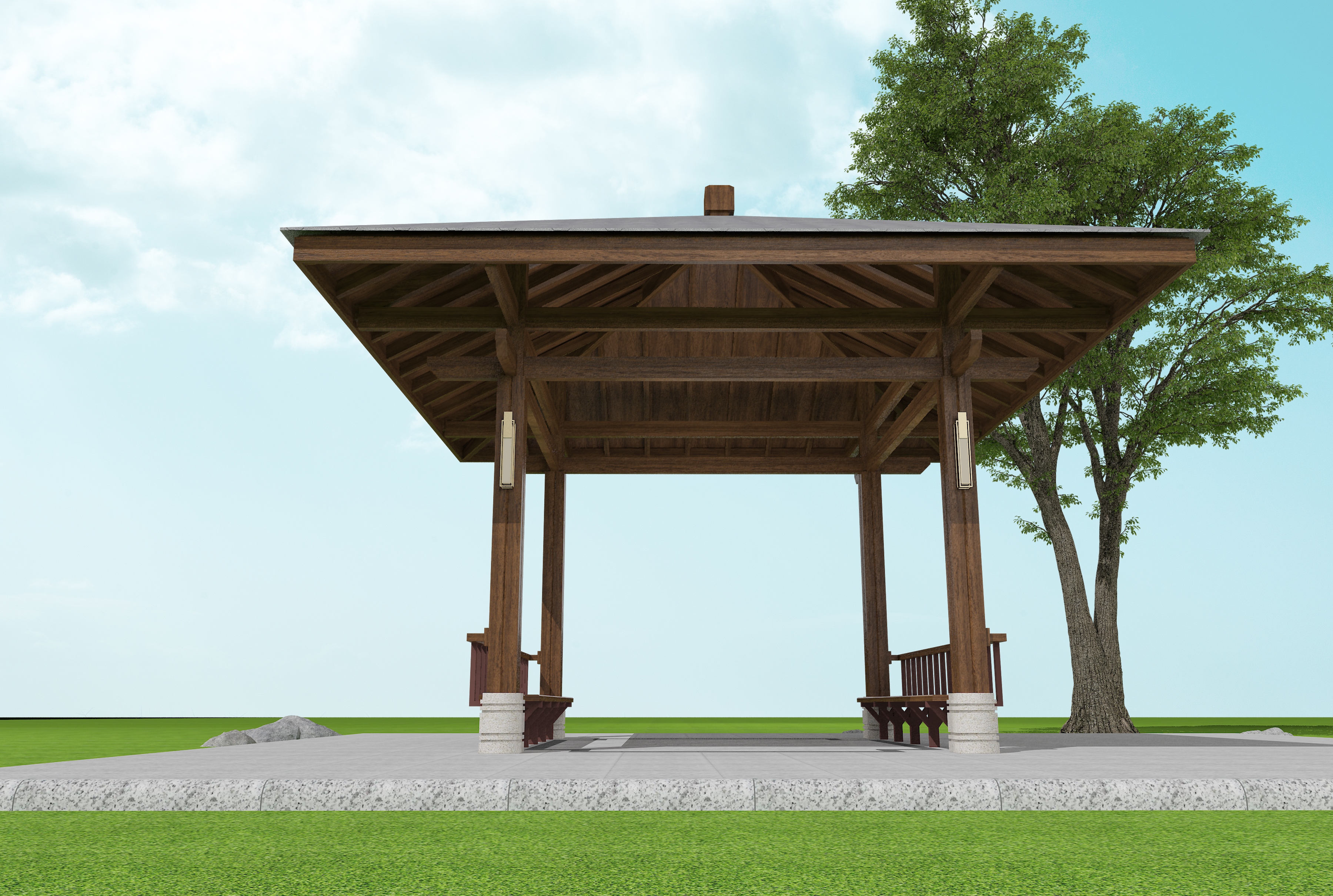 cottage，Gallery，pavilion，wood structure design，garden design ，