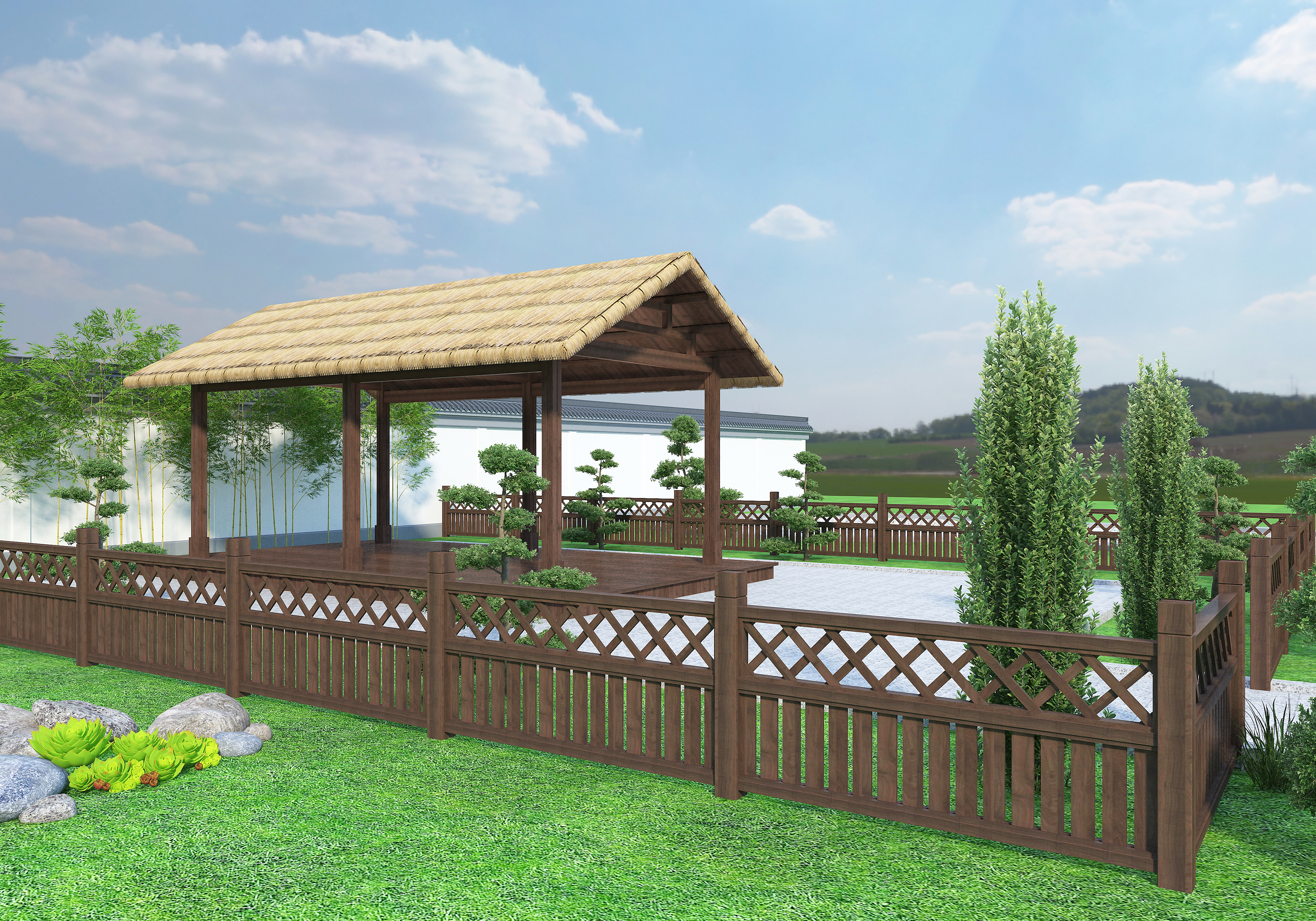 cottage，Gallery，pavilion，wood structure design，garden design ，
