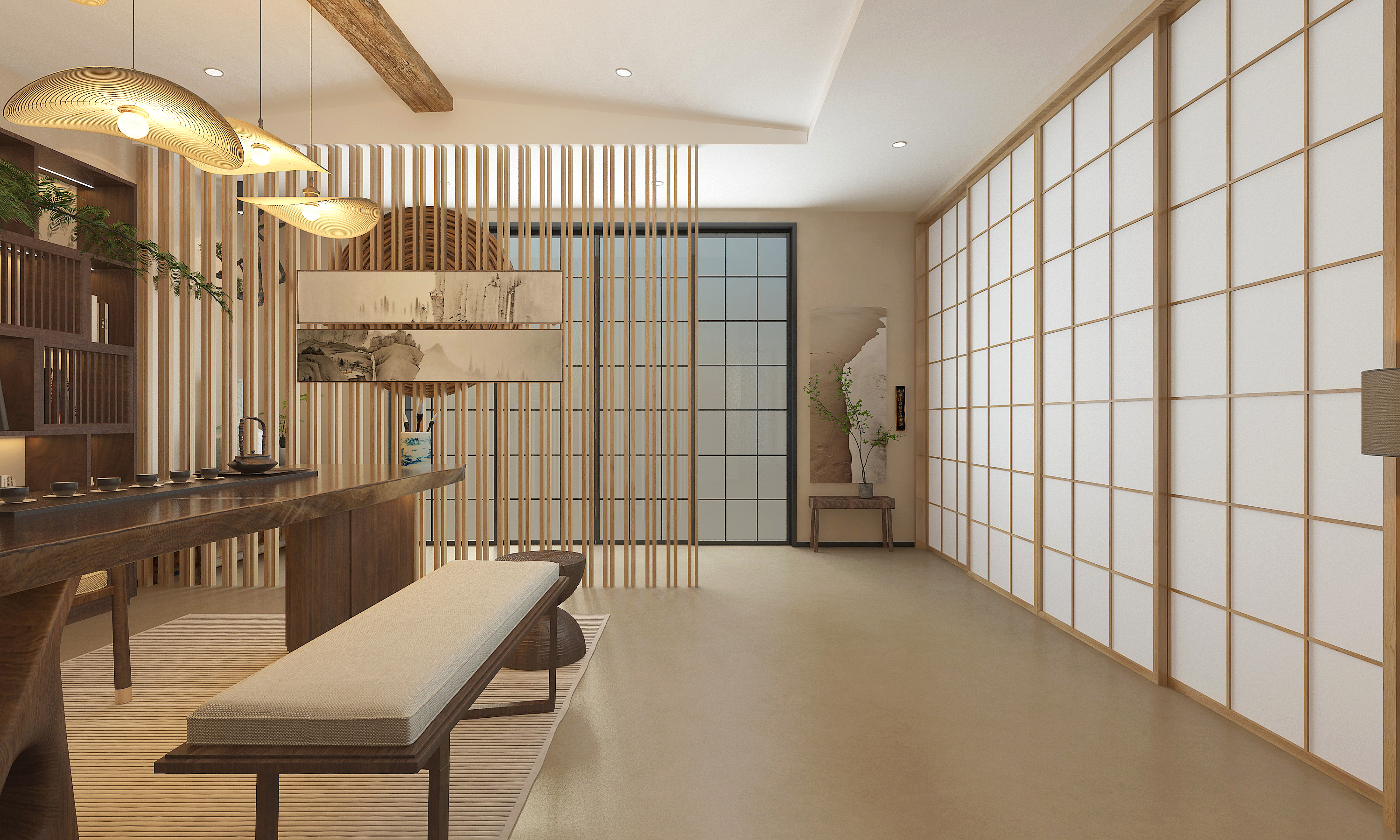 Quiet wind，teahouse，Chinese tea house，Interior design，