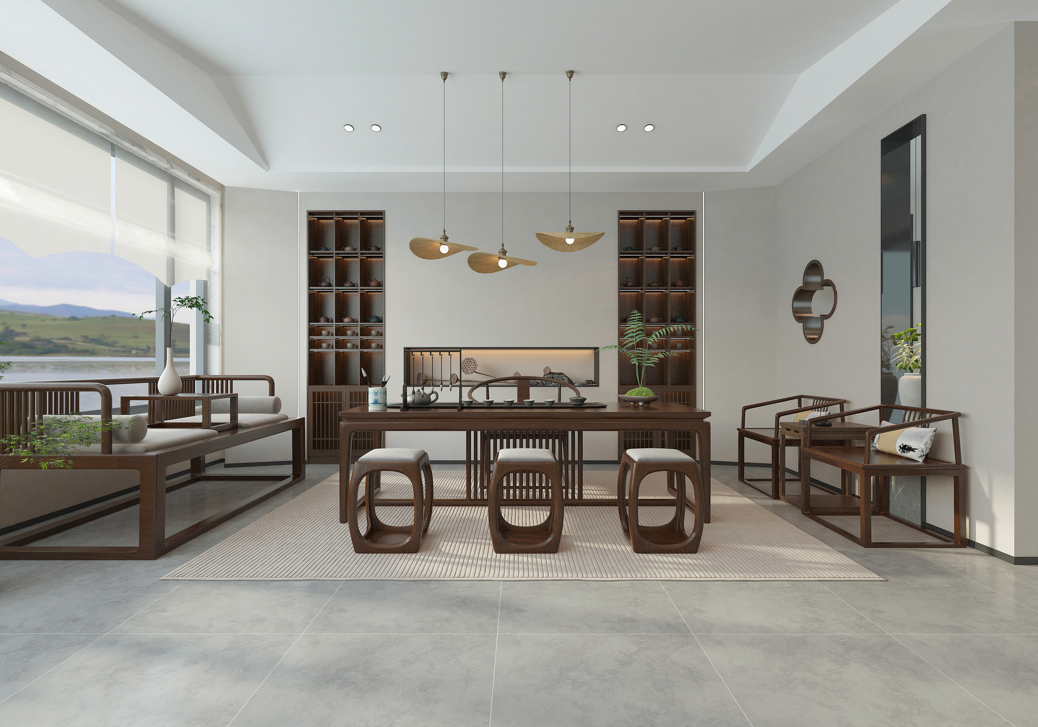 Middle Ancient Style，Tea Room Design，Interior design，Silent Wind Design，Tea Room Tea House Design，