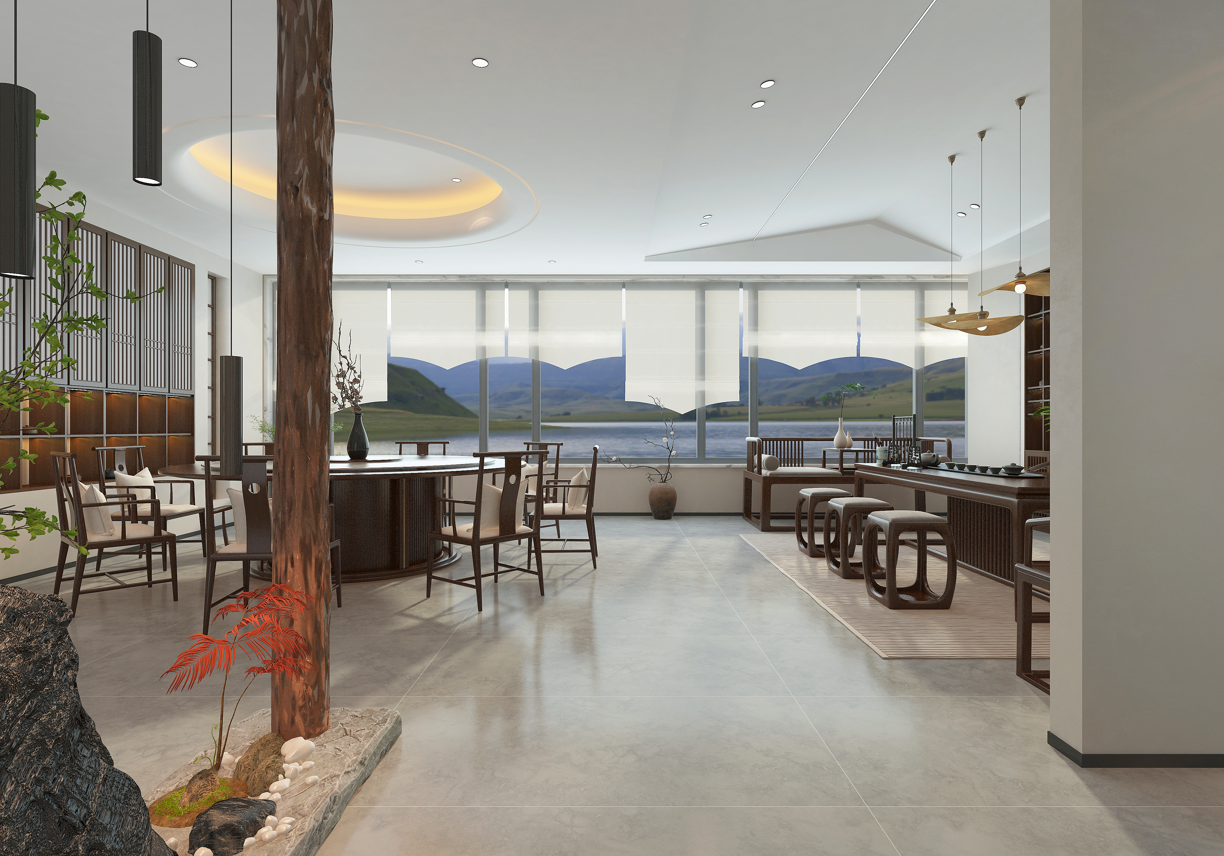 Middle Ancient Style，Tea Room Design，Interior design，Silent Wind Design，Tea Room Tea House Design，