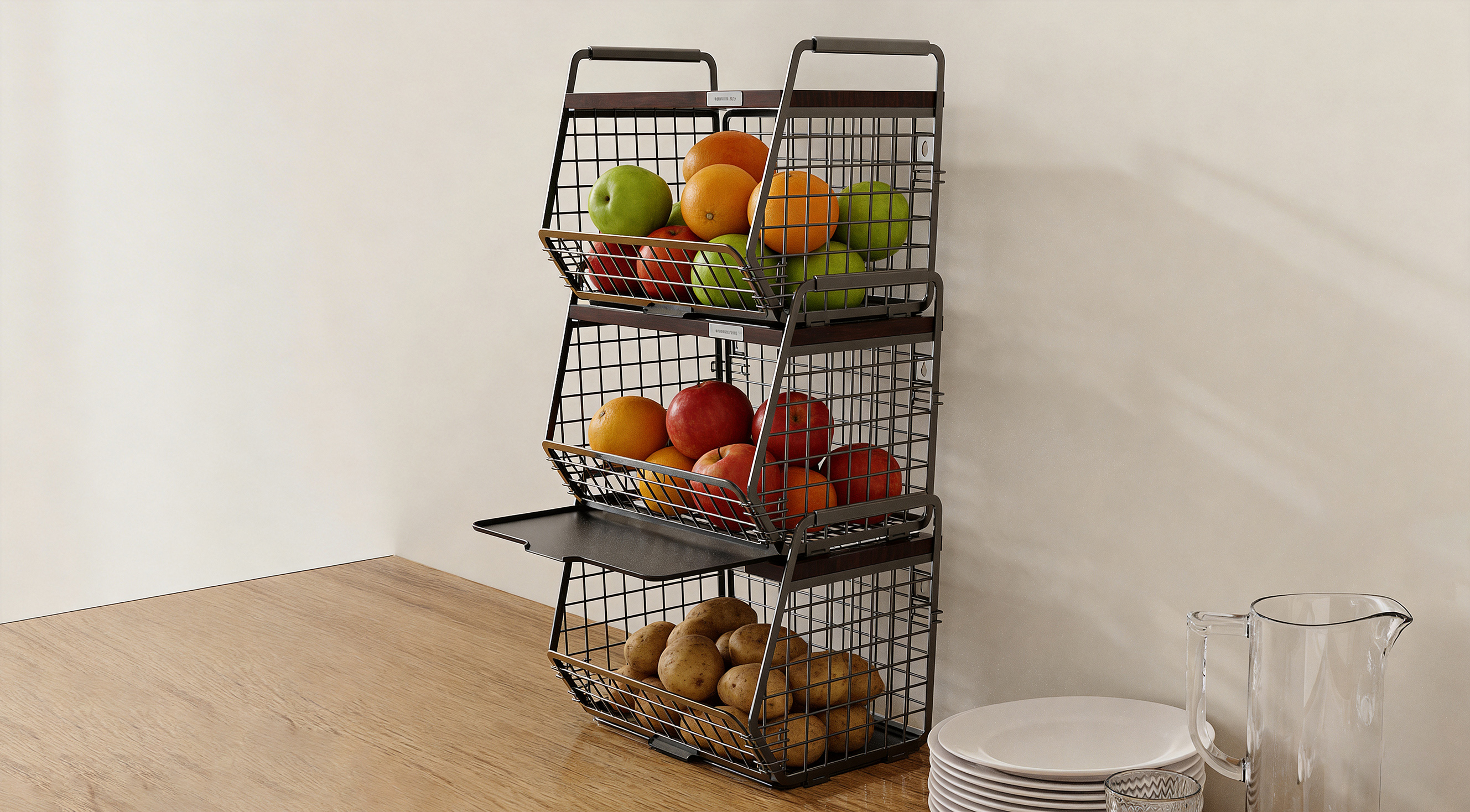 Fruit basket, iron basket, fruit rack, home storage, storage，