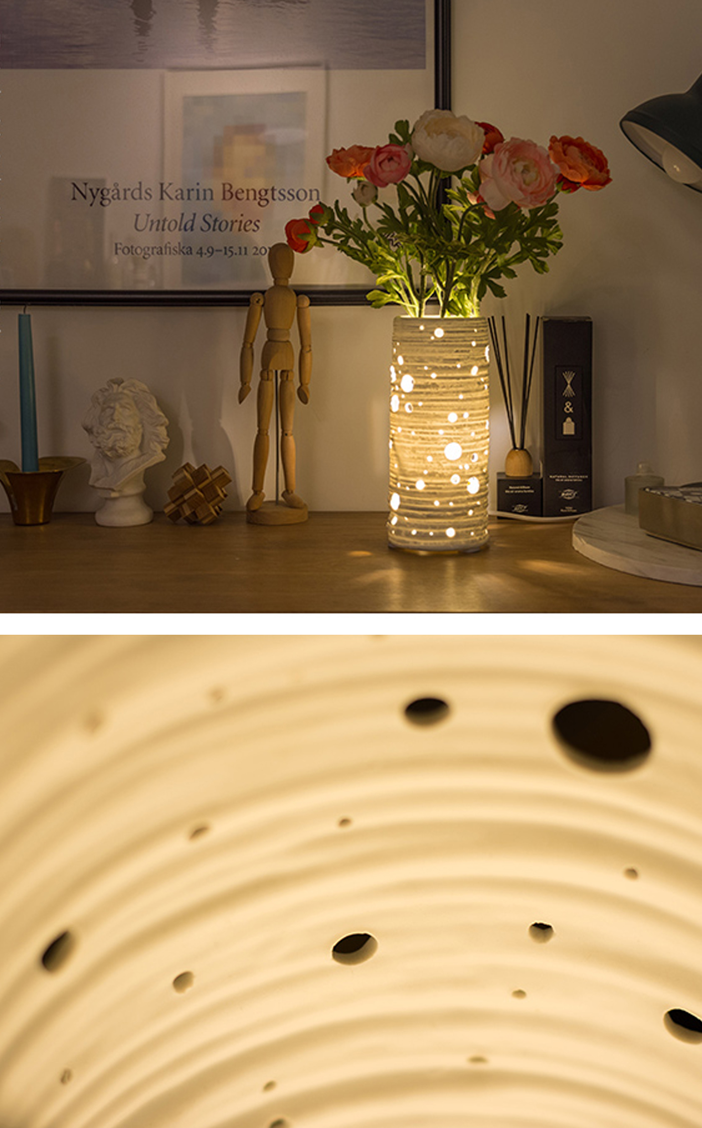 Floral apparatus，ceramics，Night light，Desk lamp，