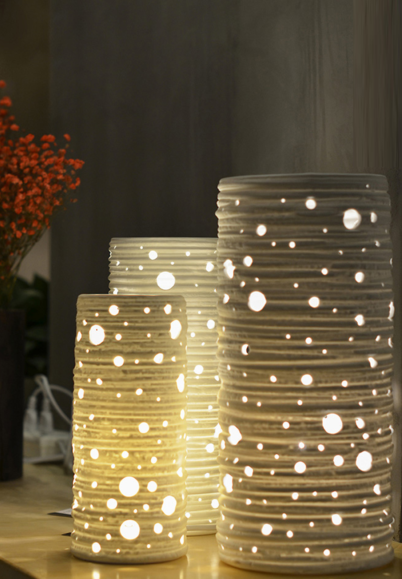 Floral apparatus，ceramics，Night light，Desk lamp，