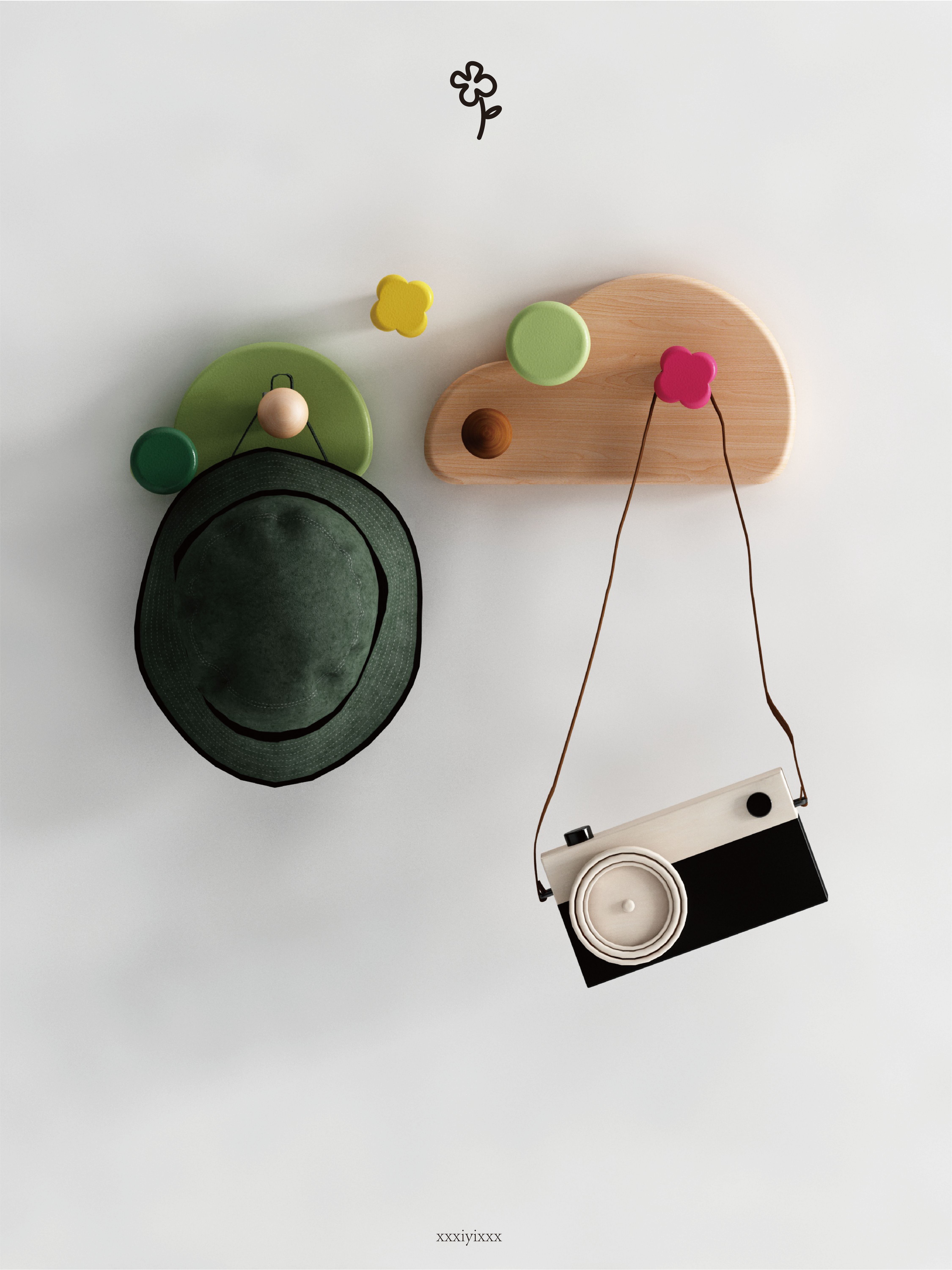 Solid wood, home, hook, cute，