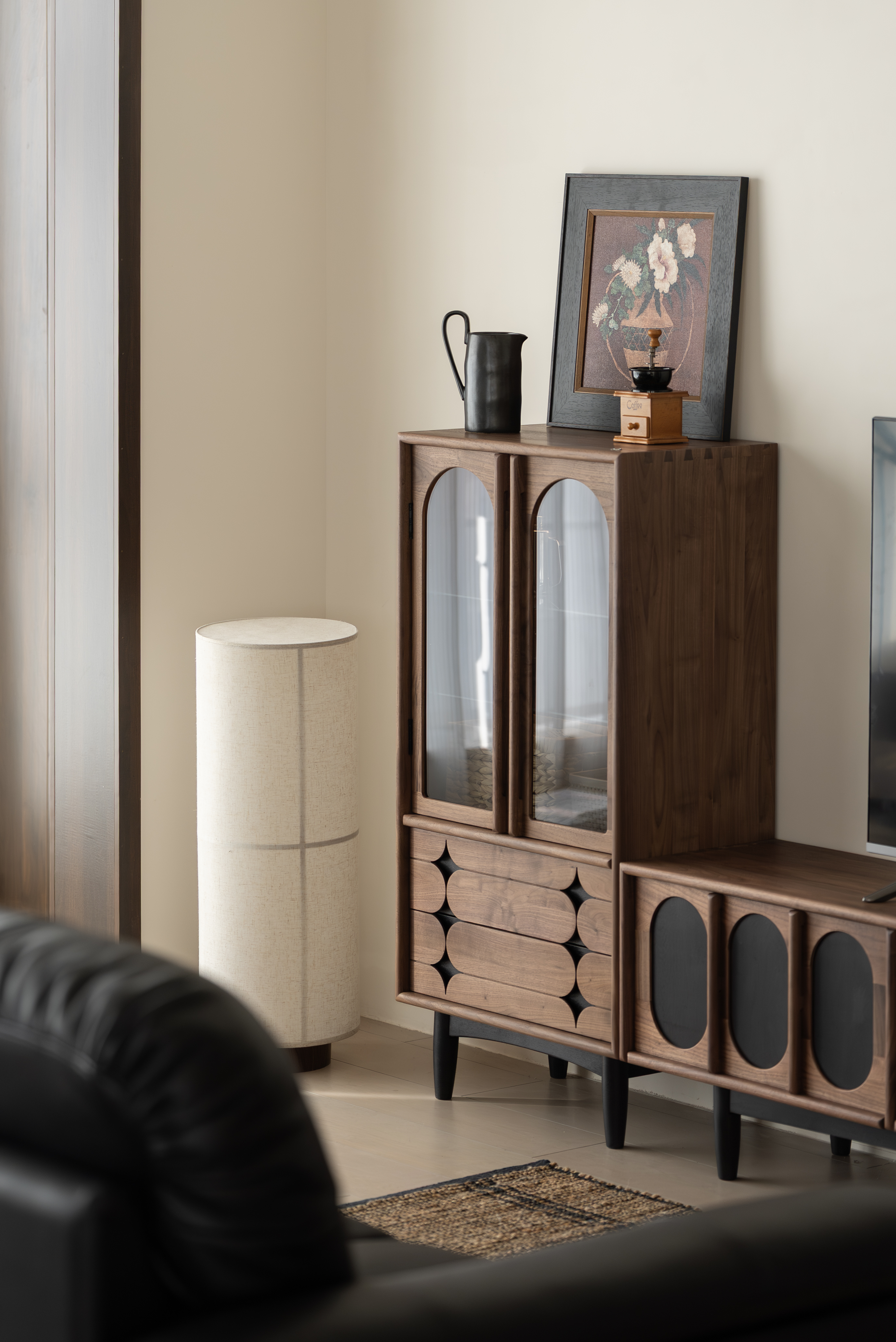 Original design，furniture design ，Residential Furniture，Solid wood furniture，Black walnut furniture，Side cabinet，