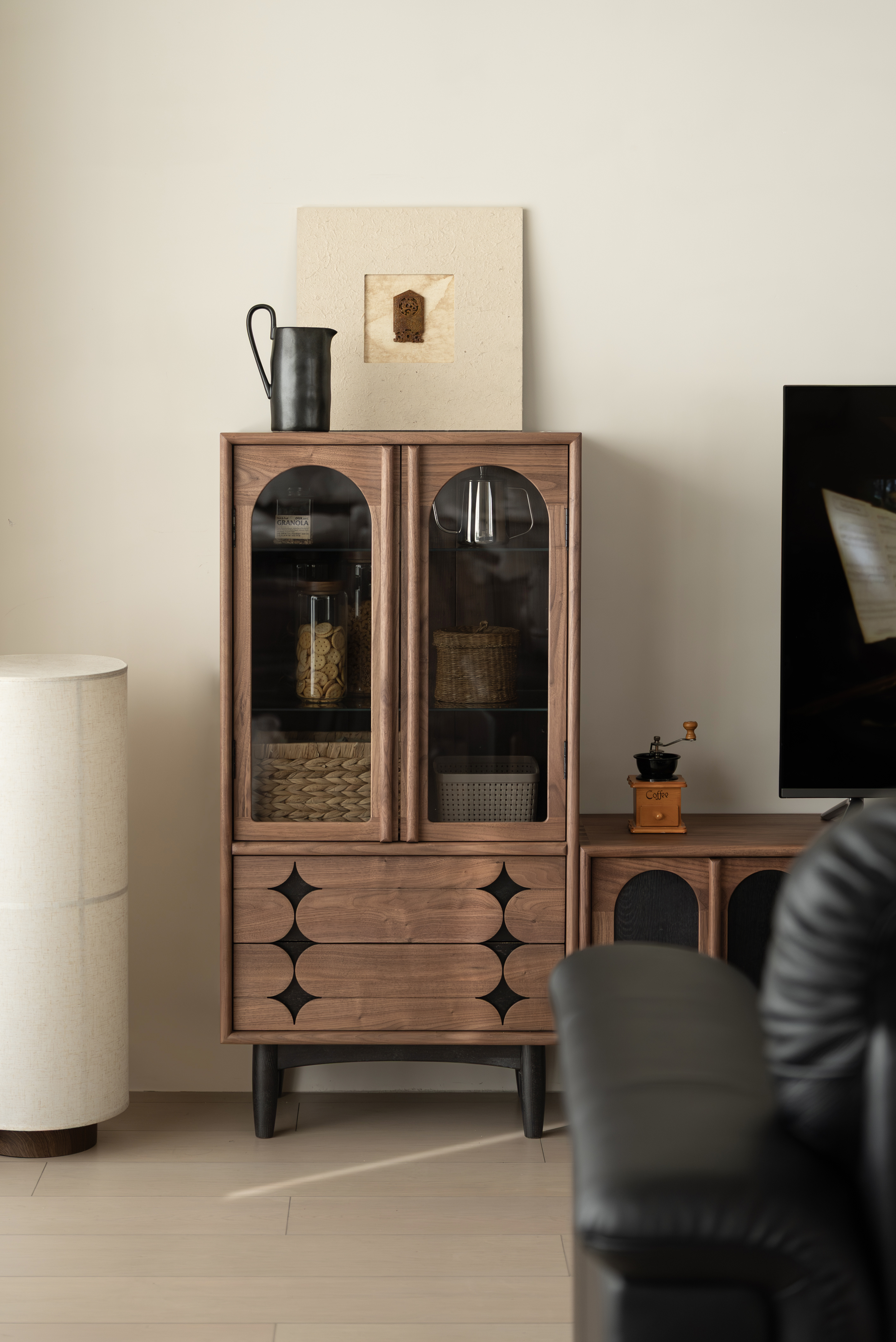 Original design，furniture design ，Residential Furniture，Solid wood furniture，Black walnut furniture，Side cabinet，
