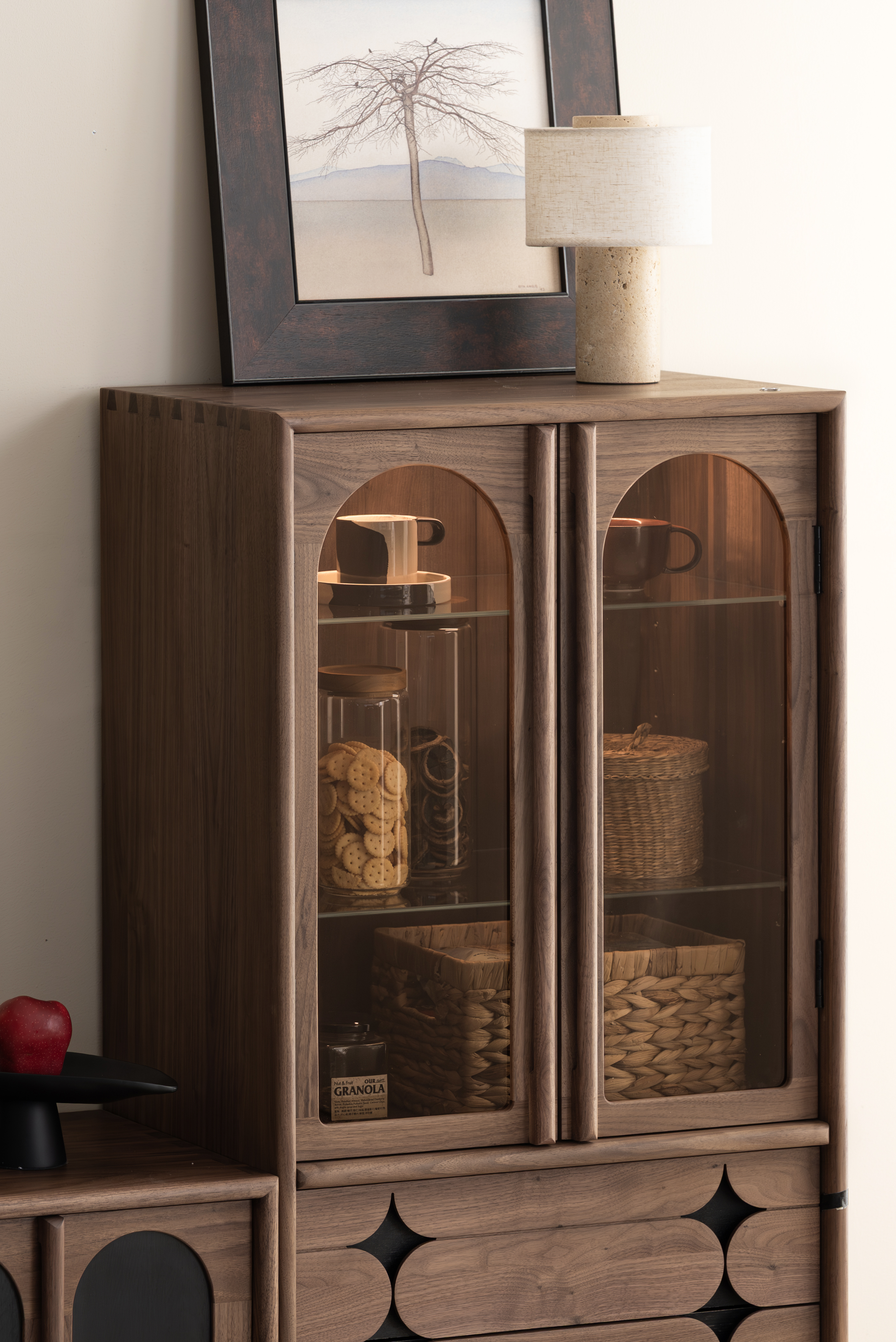 Original design，furniture design ，Residential Furniture，Solid wood furniture，Black walnut furniture，Side cabinet，