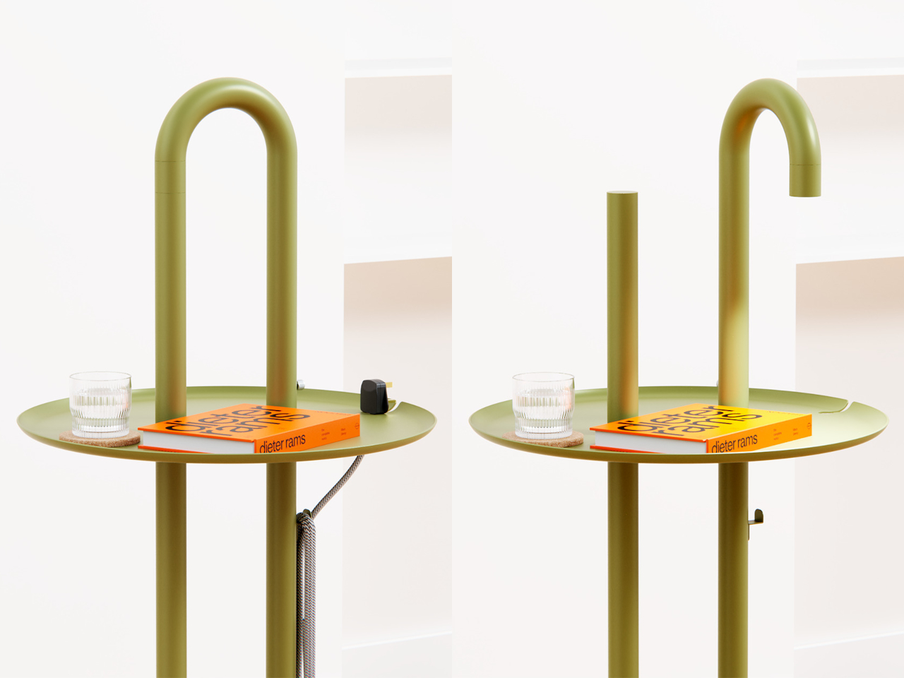 Grab & Glow，Multifunctional side table，small apartment furniture，Creative lamps，Modular design，