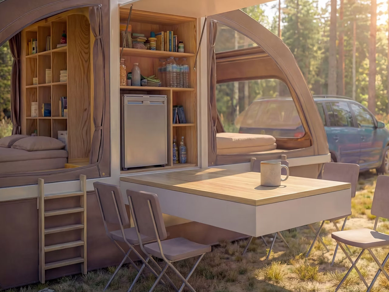 Family Camper，Camping box，Outdoor camping，Wingcube，Folding type，